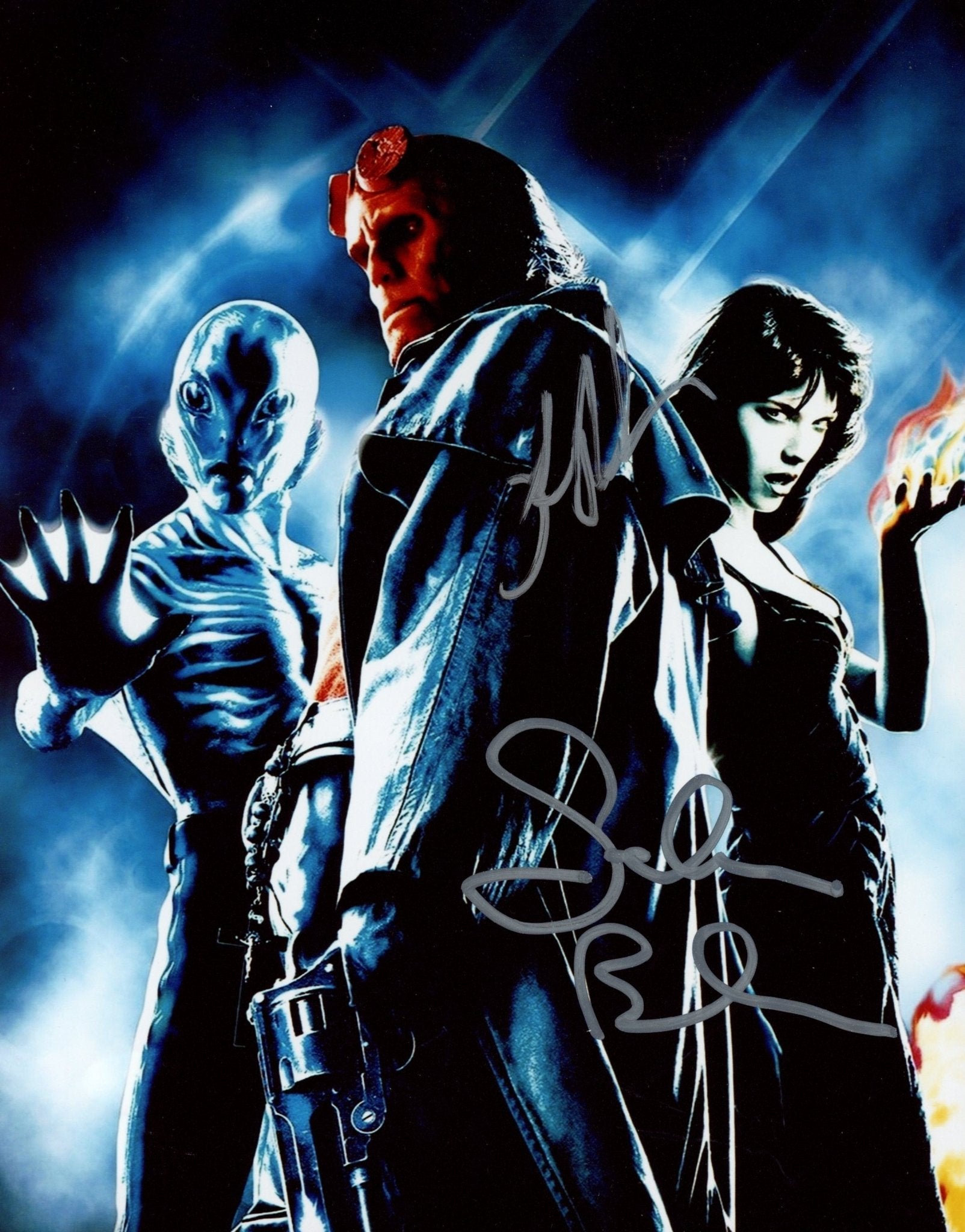 Hellboy 8x10 Photo Cast x2 Signed Selma Blair, Ron Perlman JSA Certified Autograph