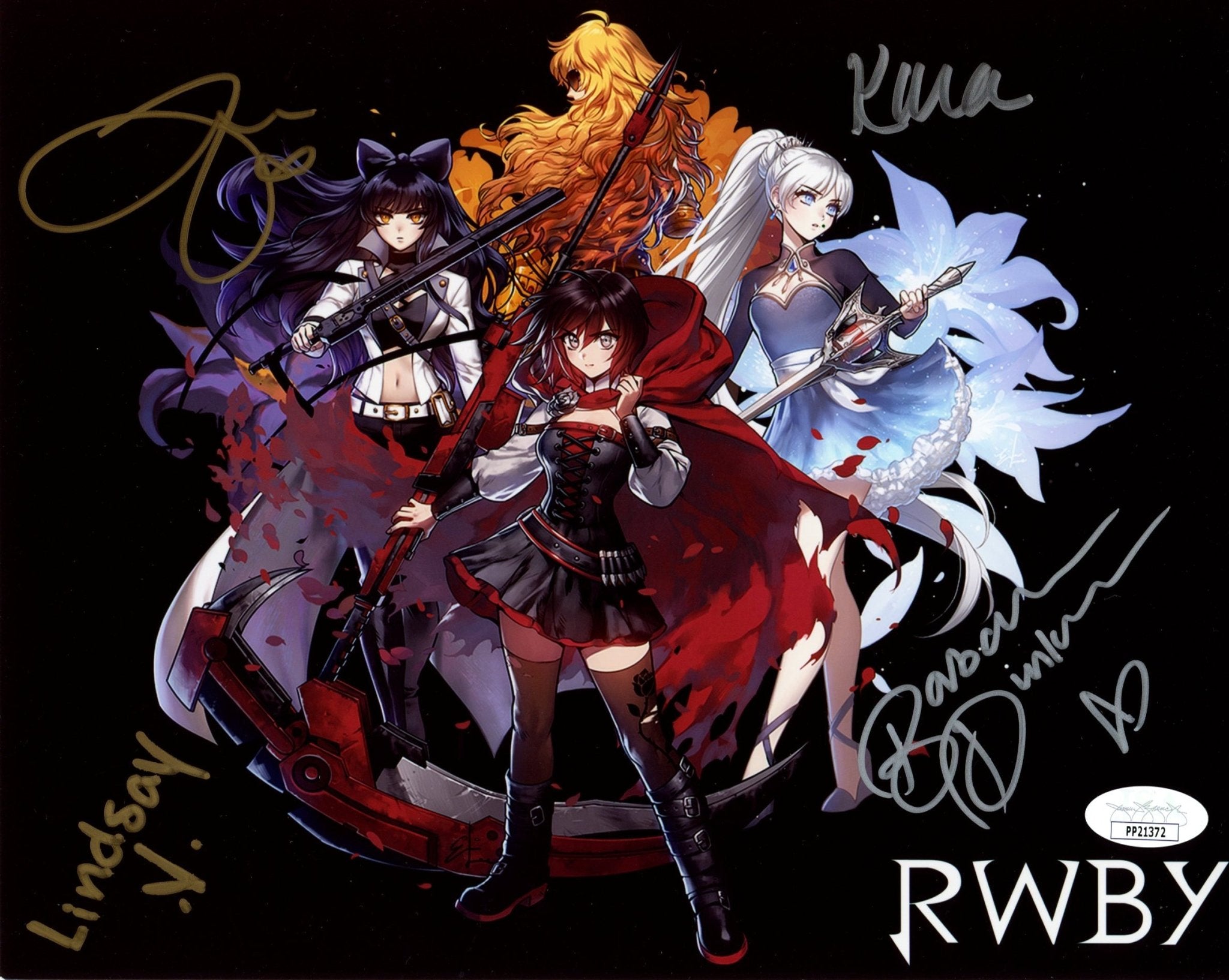 RWBY 8x10 Photo Cast x4 Signed Jones, Dunkelman, Eberle, Zech JSA Certified Autograph