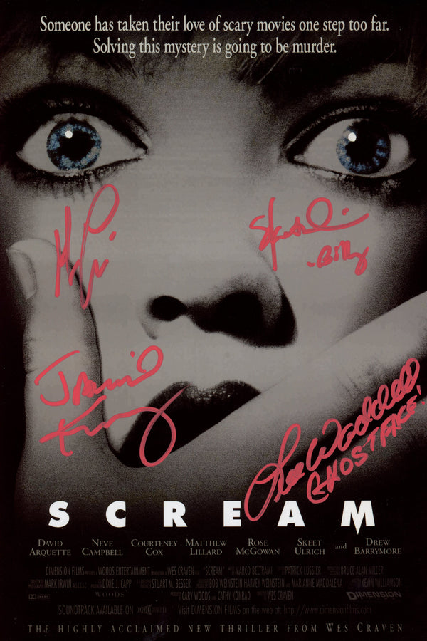 Scream 8x12 Signed Photo Cast x4 Lillard, Ulrich, Kennedy, Waddell JSA Certified Autograph