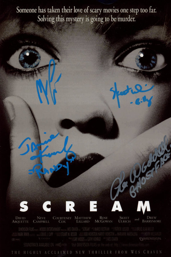 Scream 8x12 Signed Photo Cast x4 Lillard, Ulrich, Kennedy, Waddell JSA Certified Autograph