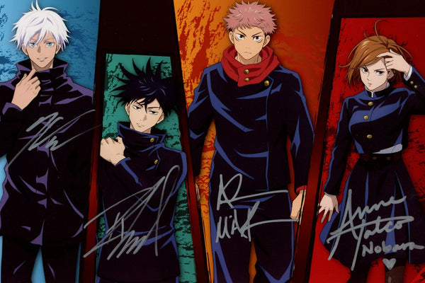 Jujutsu Kaisen 8x12 Photo Cast Signed Adam McArthur, Kaiji Tang, Robbie Daymond, Anne Yatco JSA Certified Autograph
