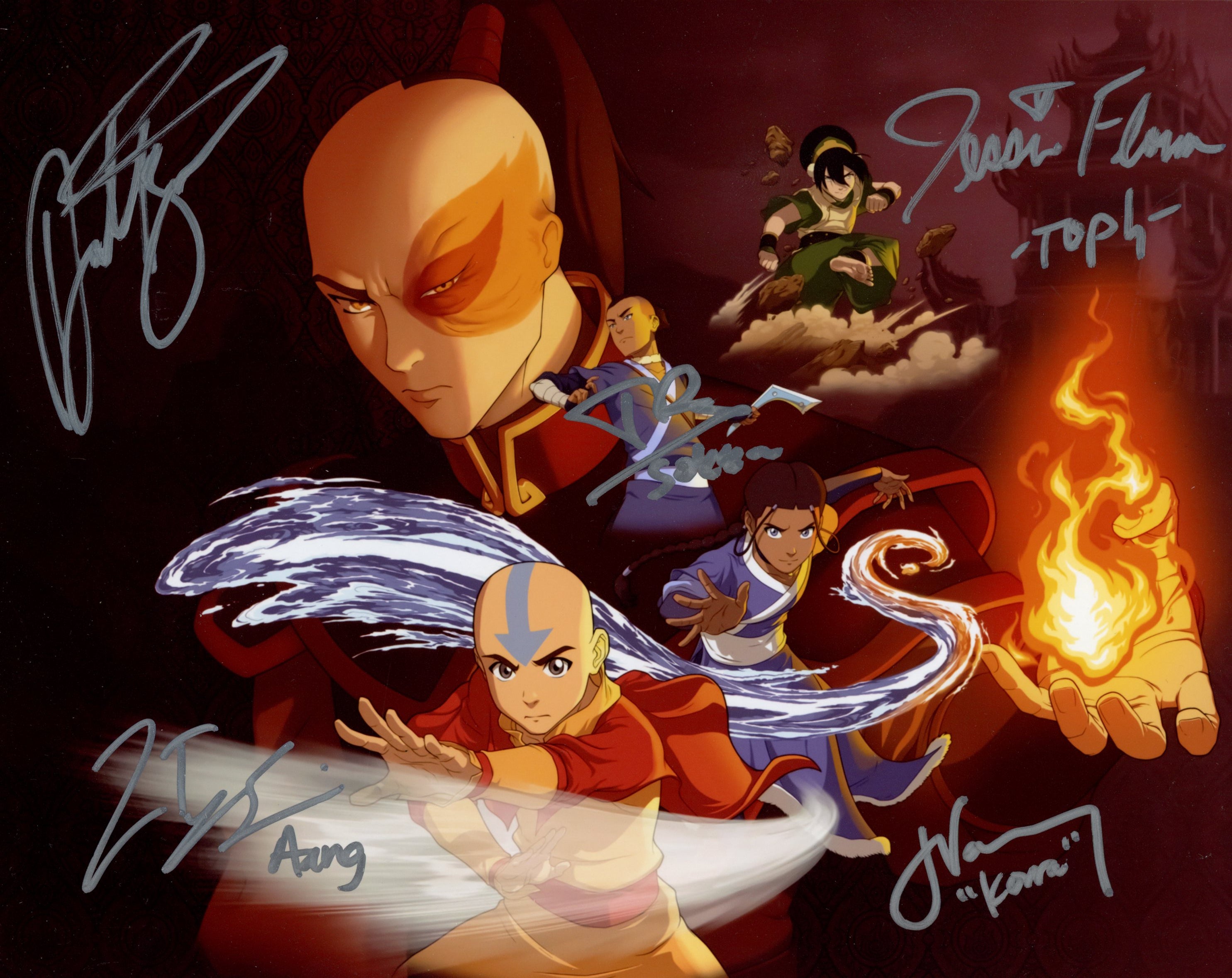 Avatar Last Airbender 8x10 Photo Cast x5 Signed Basco, Elsen, De Sena, Murphy, Varney JSA Certified Autograph