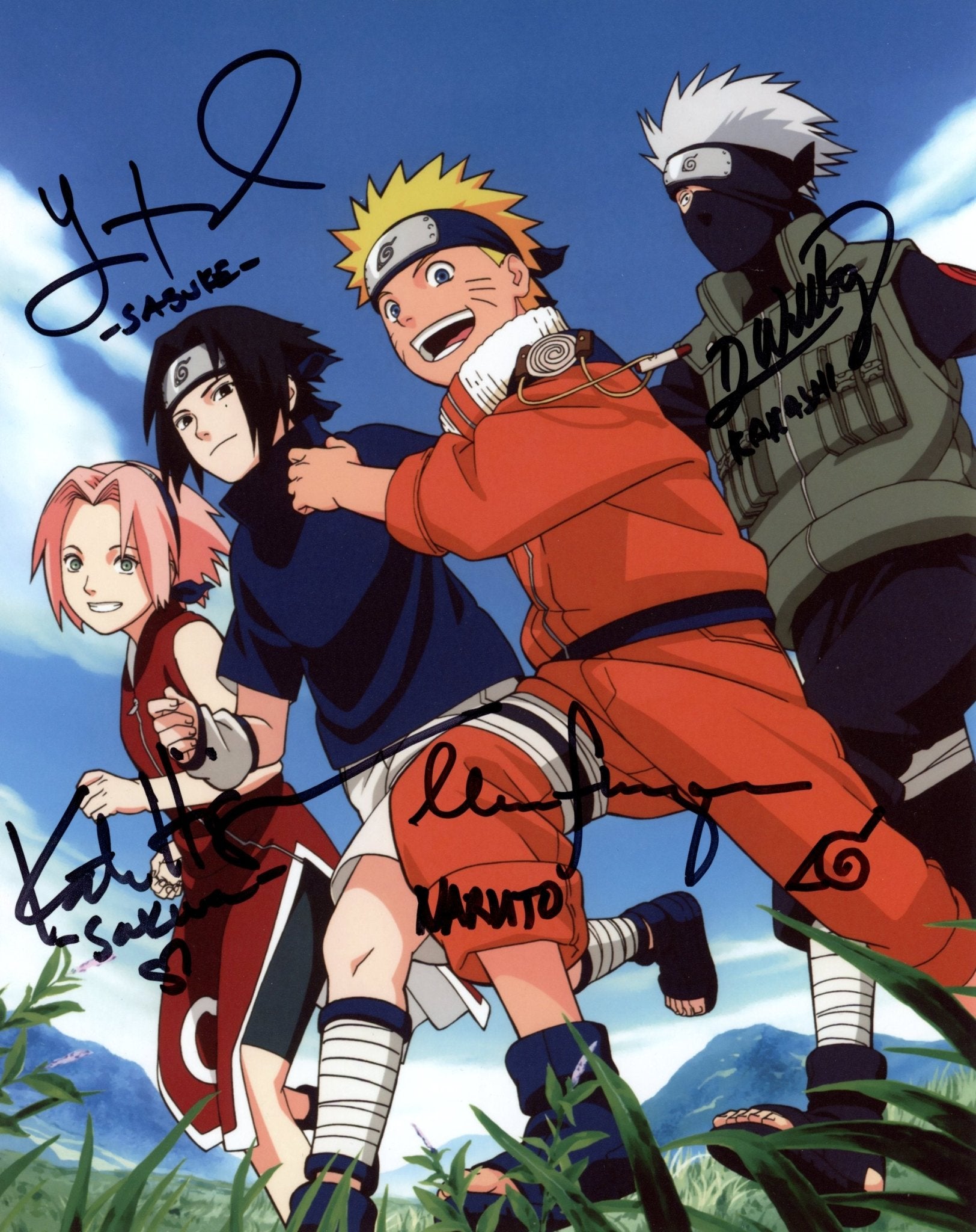 Naruto 8x10 Signed Cast Photo Flanagan, Lowenthal, Higgins, Wittenberg JSA Certified Autograph