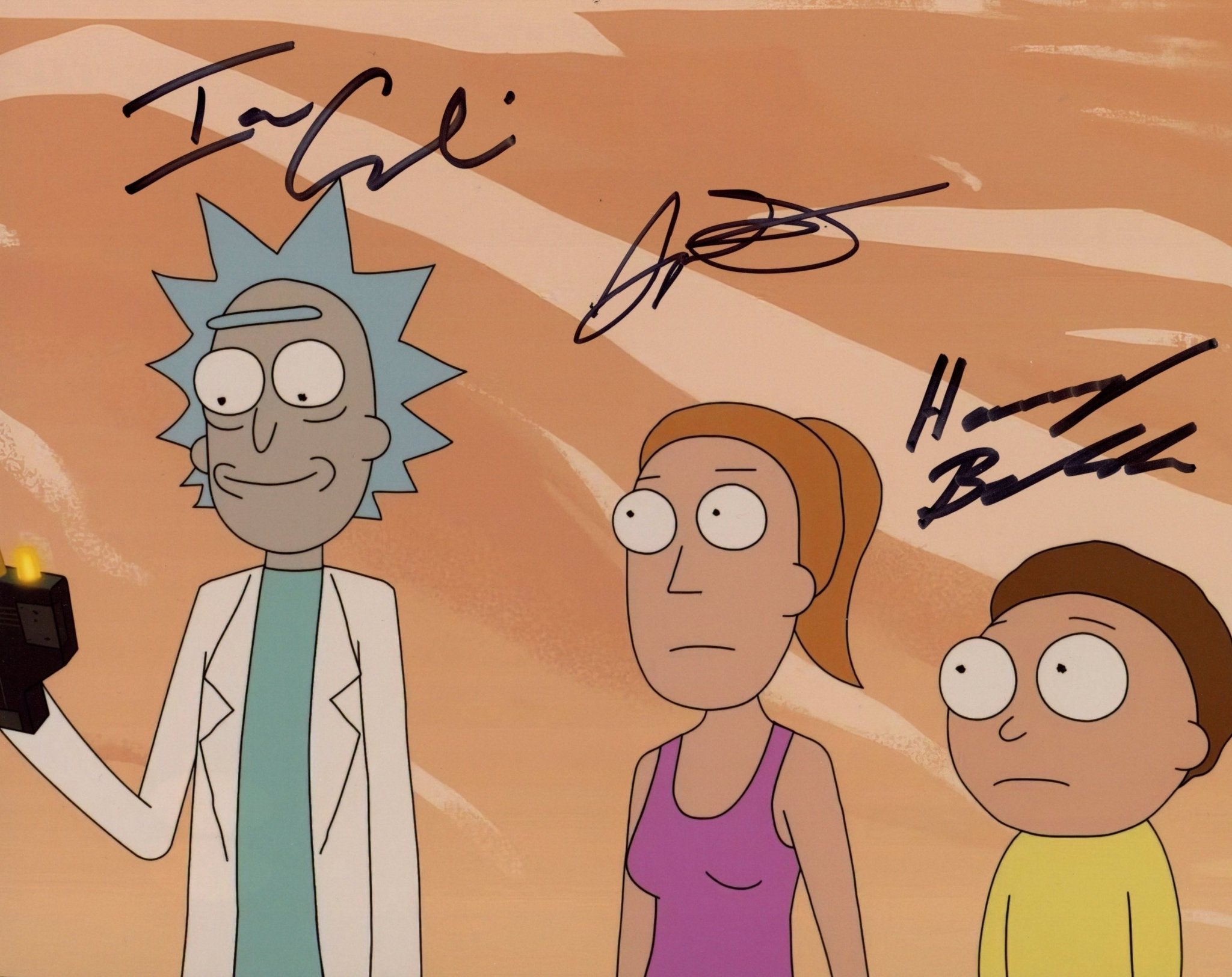 Rick and Morty 8x10 Photo Signed Belden, Cardoni, Grammer JSA Certified Autograph