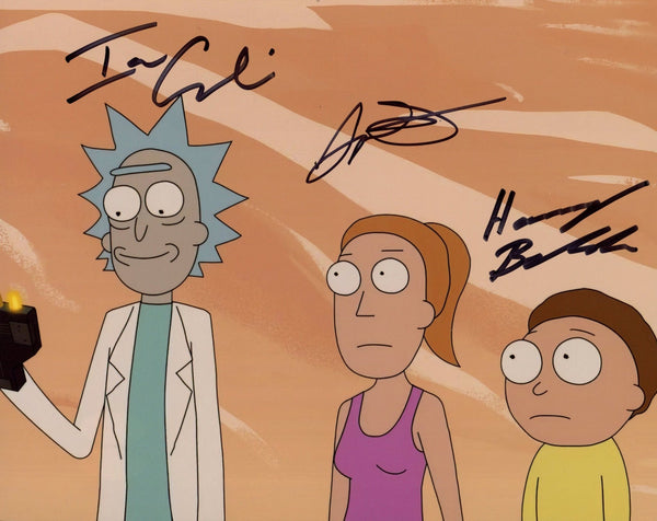 Rick and Morty 8x10 Photo Signed Belden, Cardoni, Grammer JSA Certified Autograph