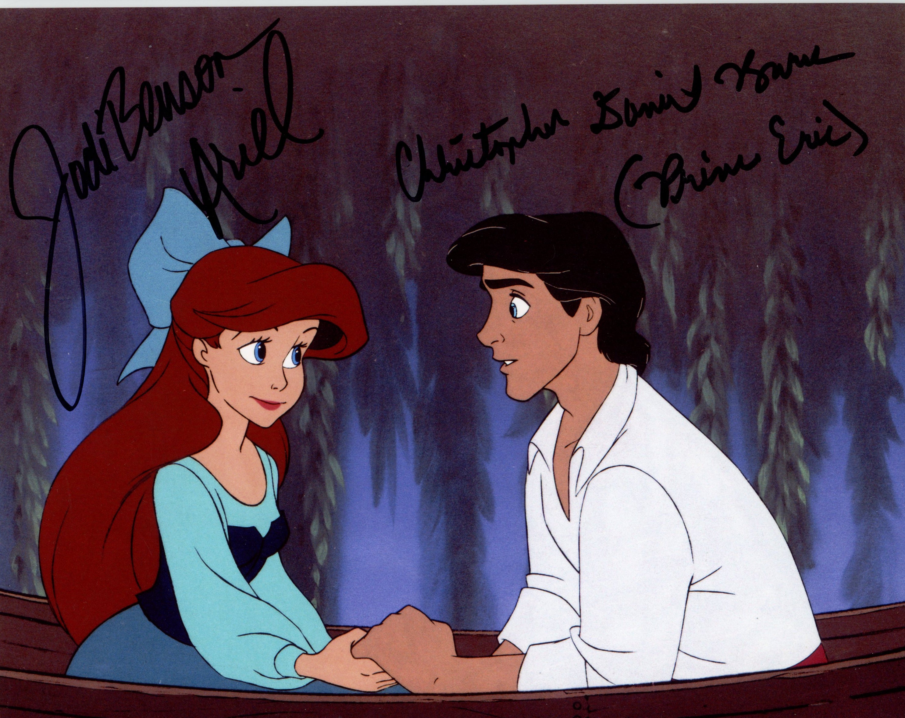 Disney The Little Mermaid 8x10 Photo Cast x2 Signed Barnes, Benson JSA Certified Autograph