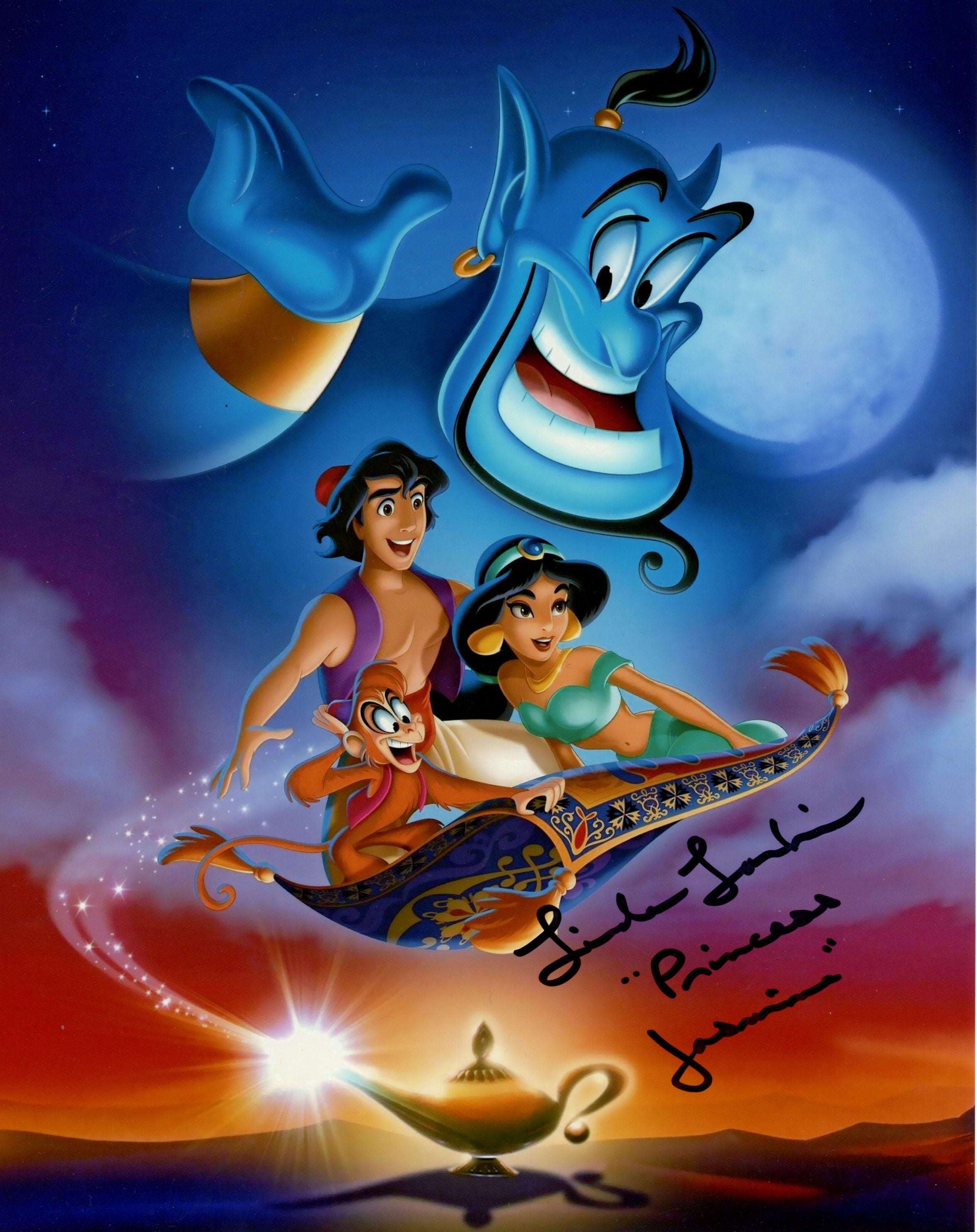 Linda Larkin Disney Aladdin 8x10 Signed Photo JSA Certified Autograph