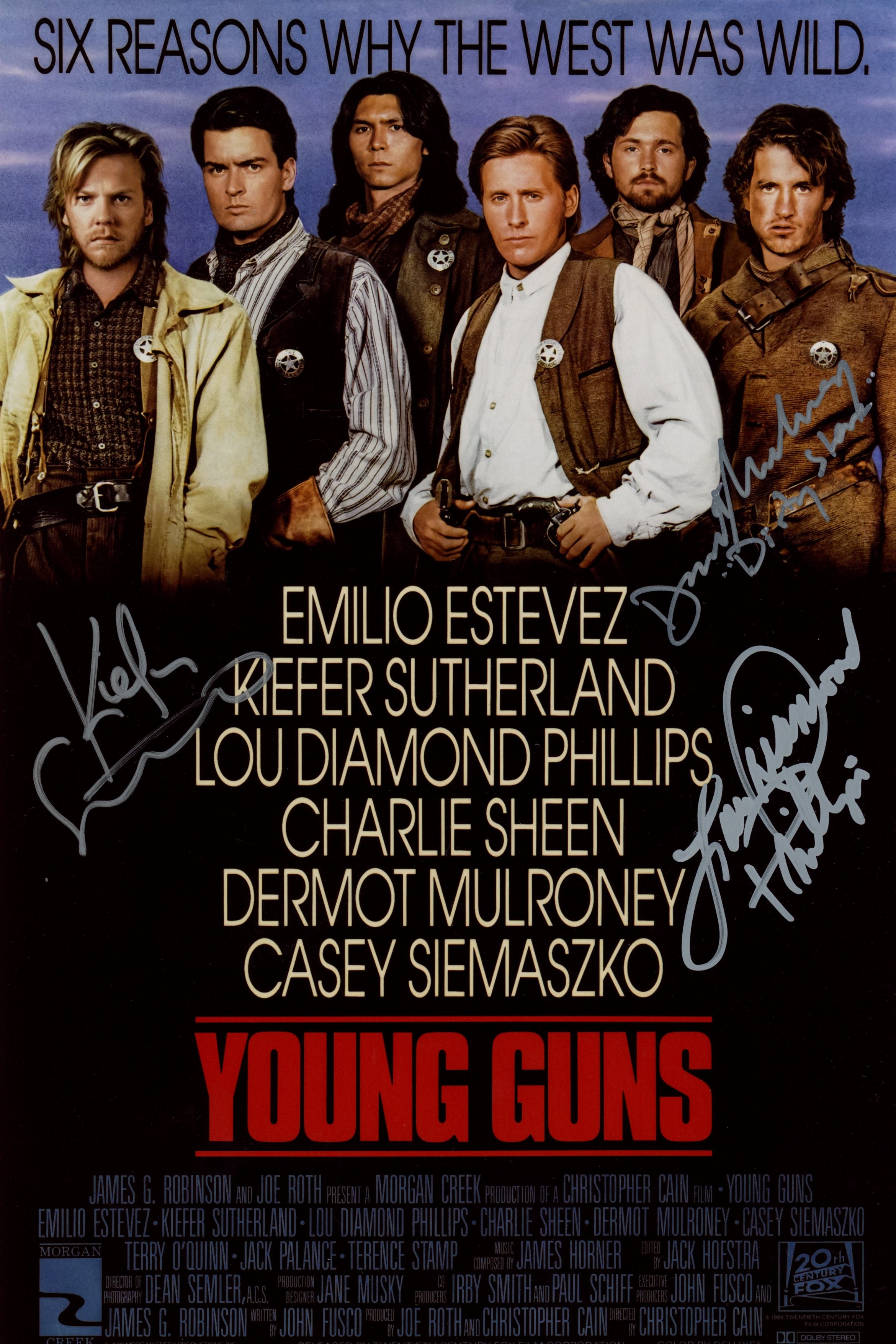 Young Guns 8x12 Cast Photo Signed Phillips, Sutherland, Mulroney