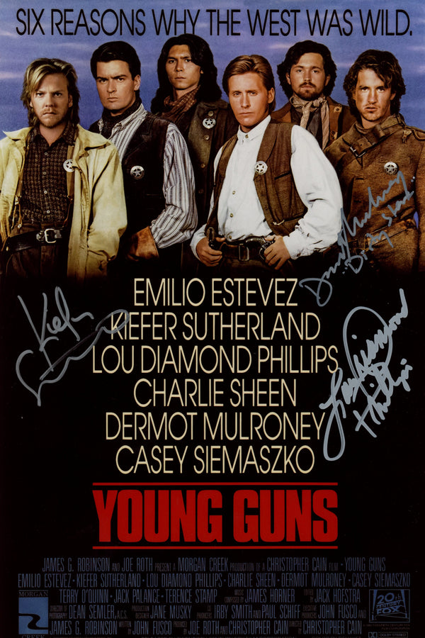 Young Guns 8x12 Cast Photo Signed Phillips, Sutherland, Mulroney