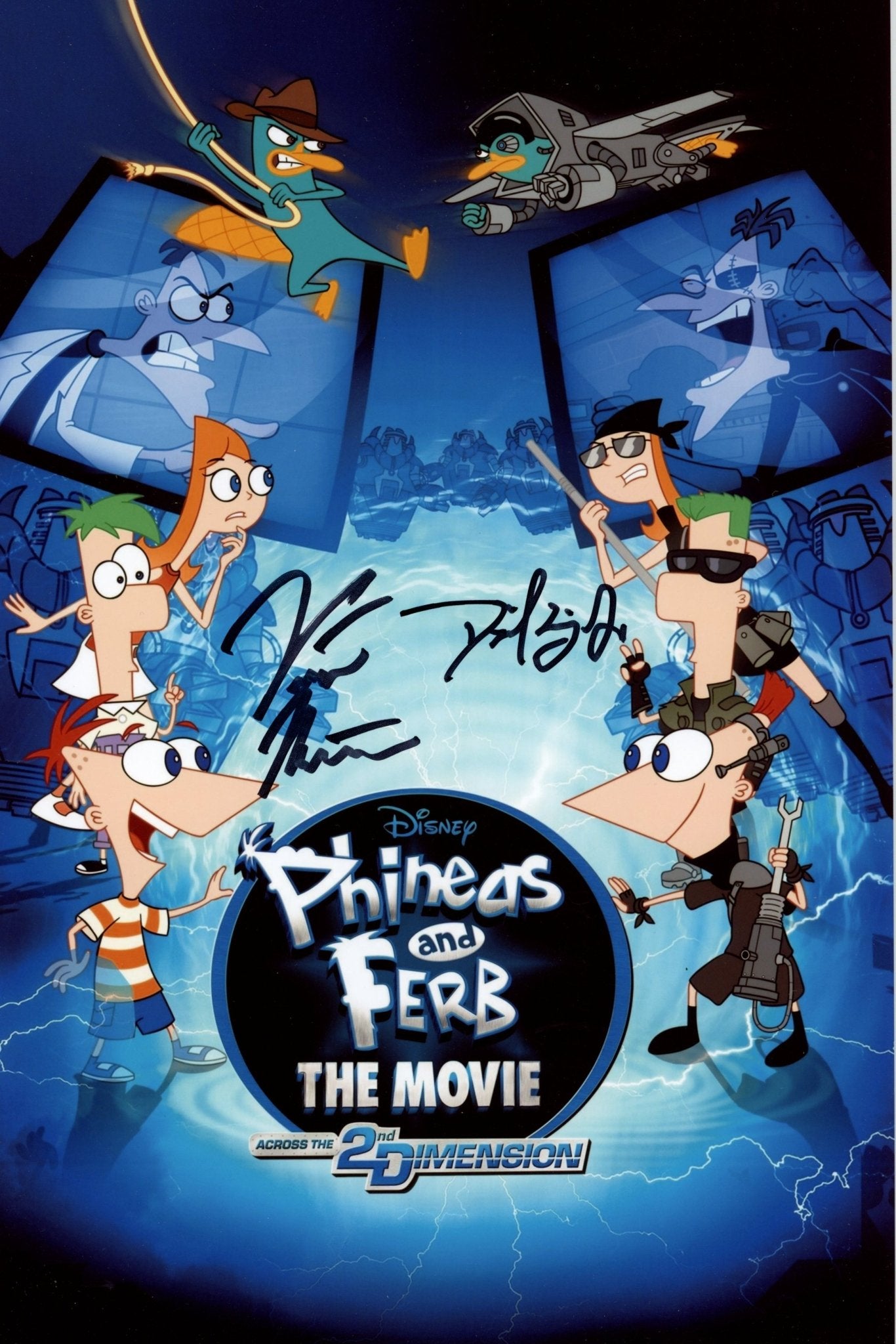Phineas and Ferb The Movie 8x12 Cast x2 Errigo Martella Signed Photo JSA Certified Autograph