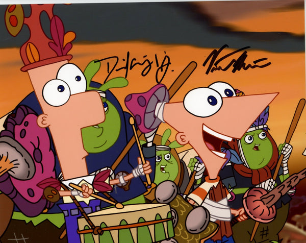 Phineas and Ferb 8x10 Photo Cast x2 Signed Errigo Martella Signed Photo JSA Certified Autograph