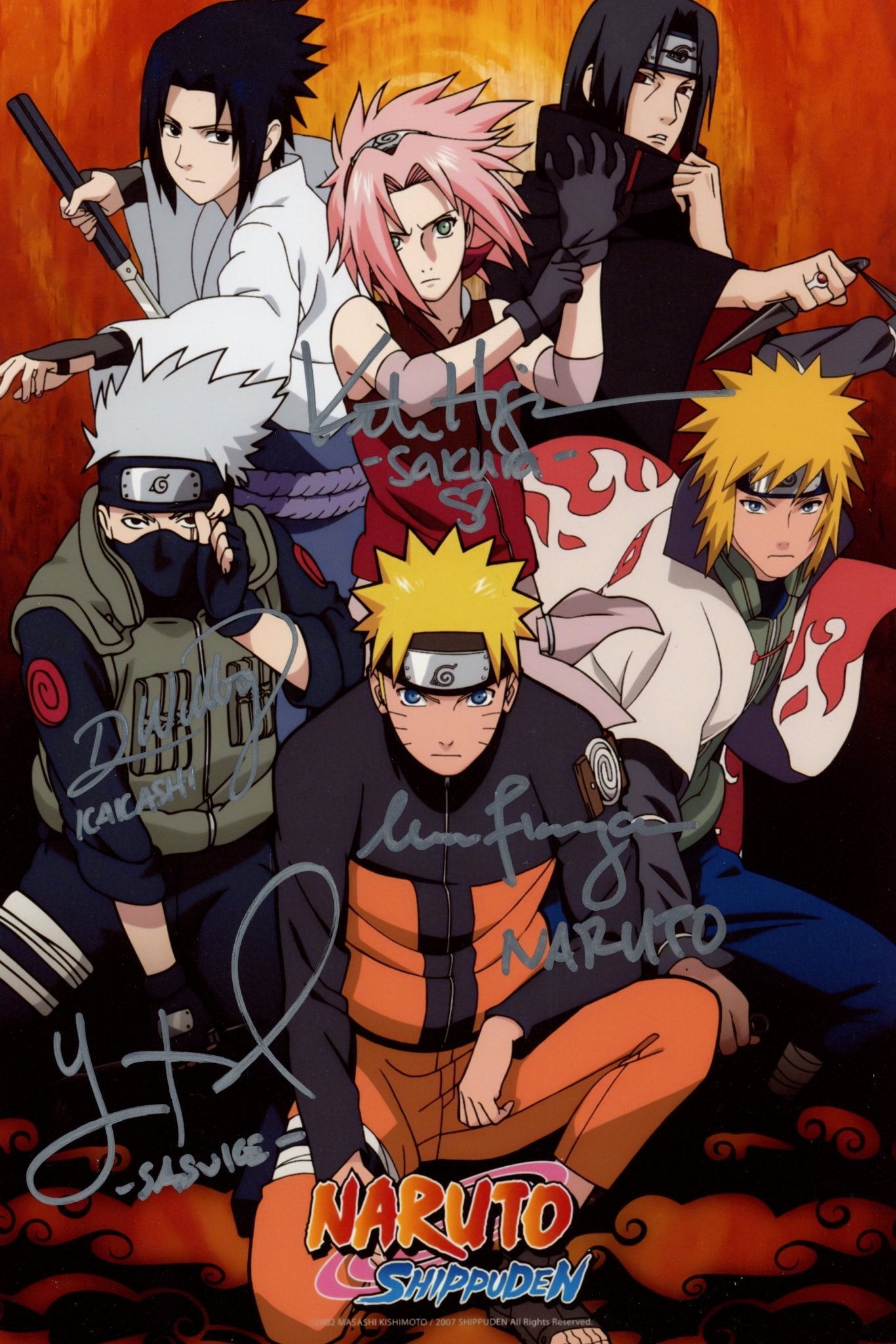 Naruto 8x10 Signed Cast Photo Flanagan, Lowenthal, Higgins, Wittenberg JSA Certified Autograph