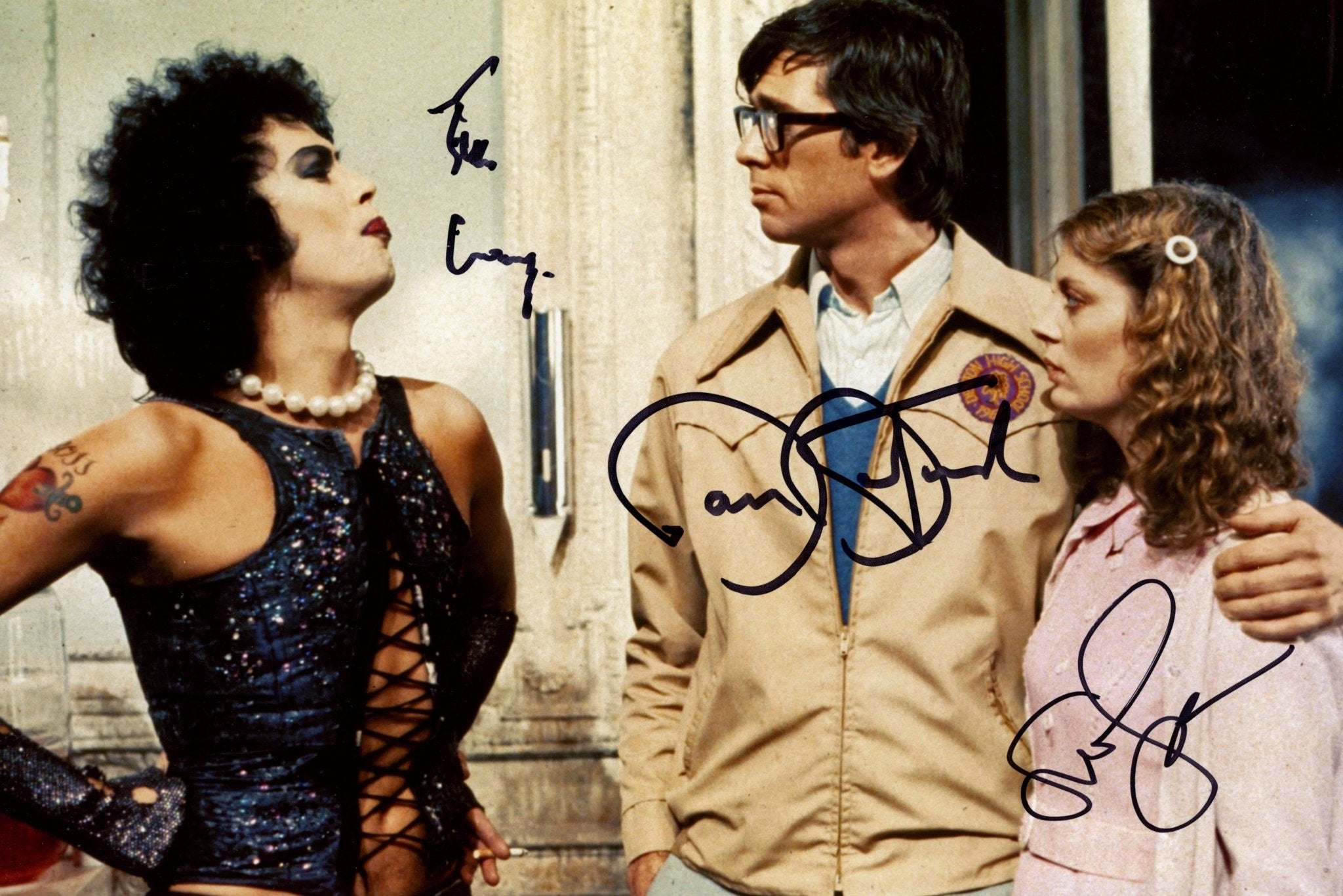 The Rocky Horror Picture Show RHPS 8x12 Curry Bostwick Sarandon Cast Signed Photo JSA Certified Autograph