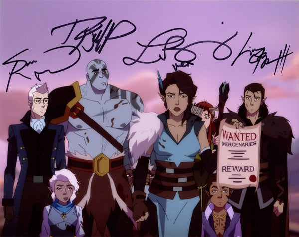 The Legend of Vox Machina 8x10 Cast Signed Photo Bailey, O'Brien, Riegal, Willingham JSA Certified Autograph