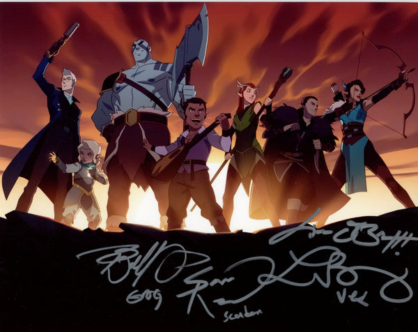 The Legend of Vox Machina 8x10 Cast Signed Photo Bailey, O'Brien, Riegal, Willingham JSA Certified Autograph