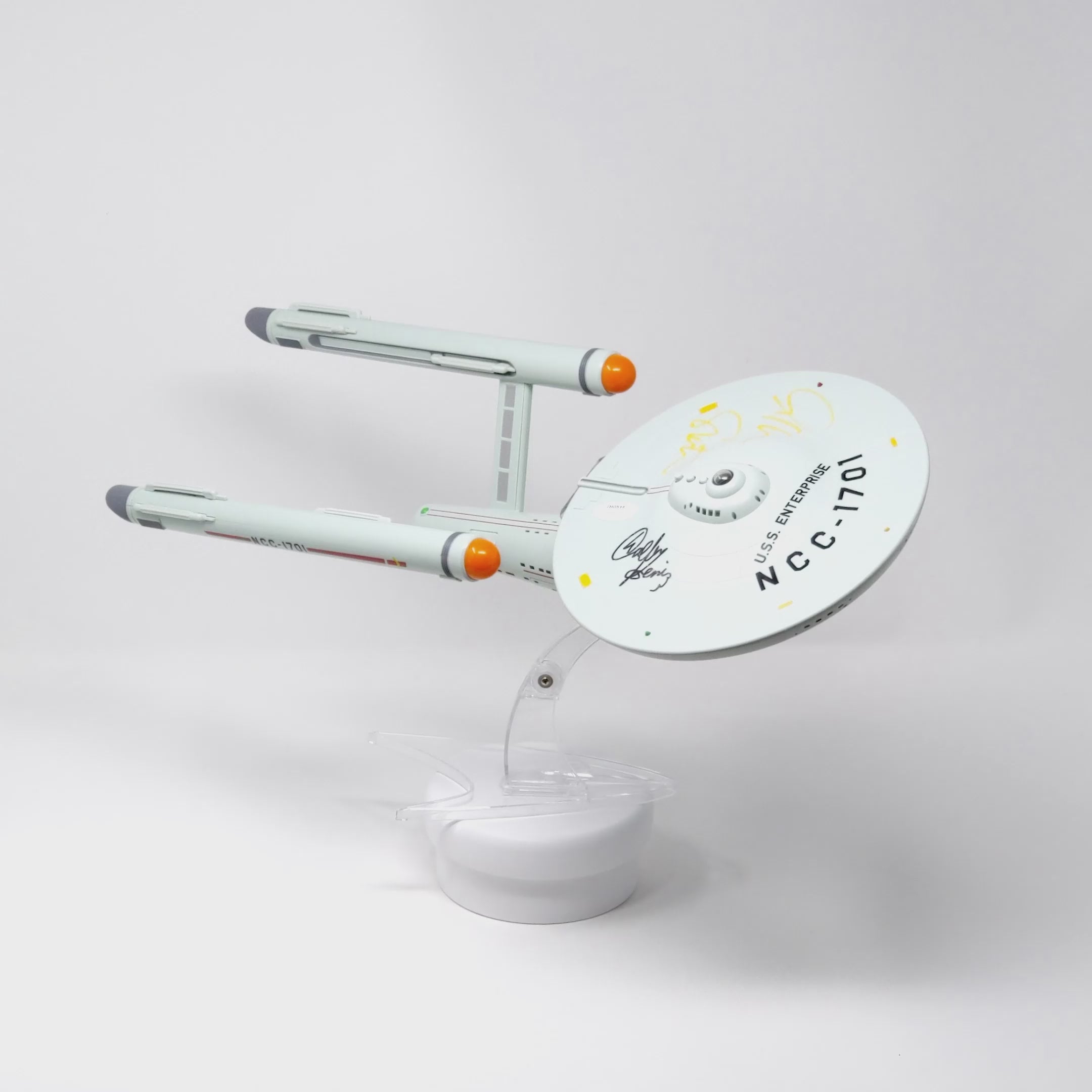 Star Trek USS Enterprise Playmates Model NCC-1701 x2 Signed Koenig Shatner JSA Certified Autograph