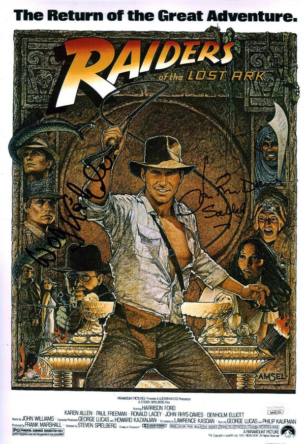 Indiana Jones 11x17 Signed Photo Poster John Rhys-Davies Wolf Kahler  JSA COA Certified Autograph