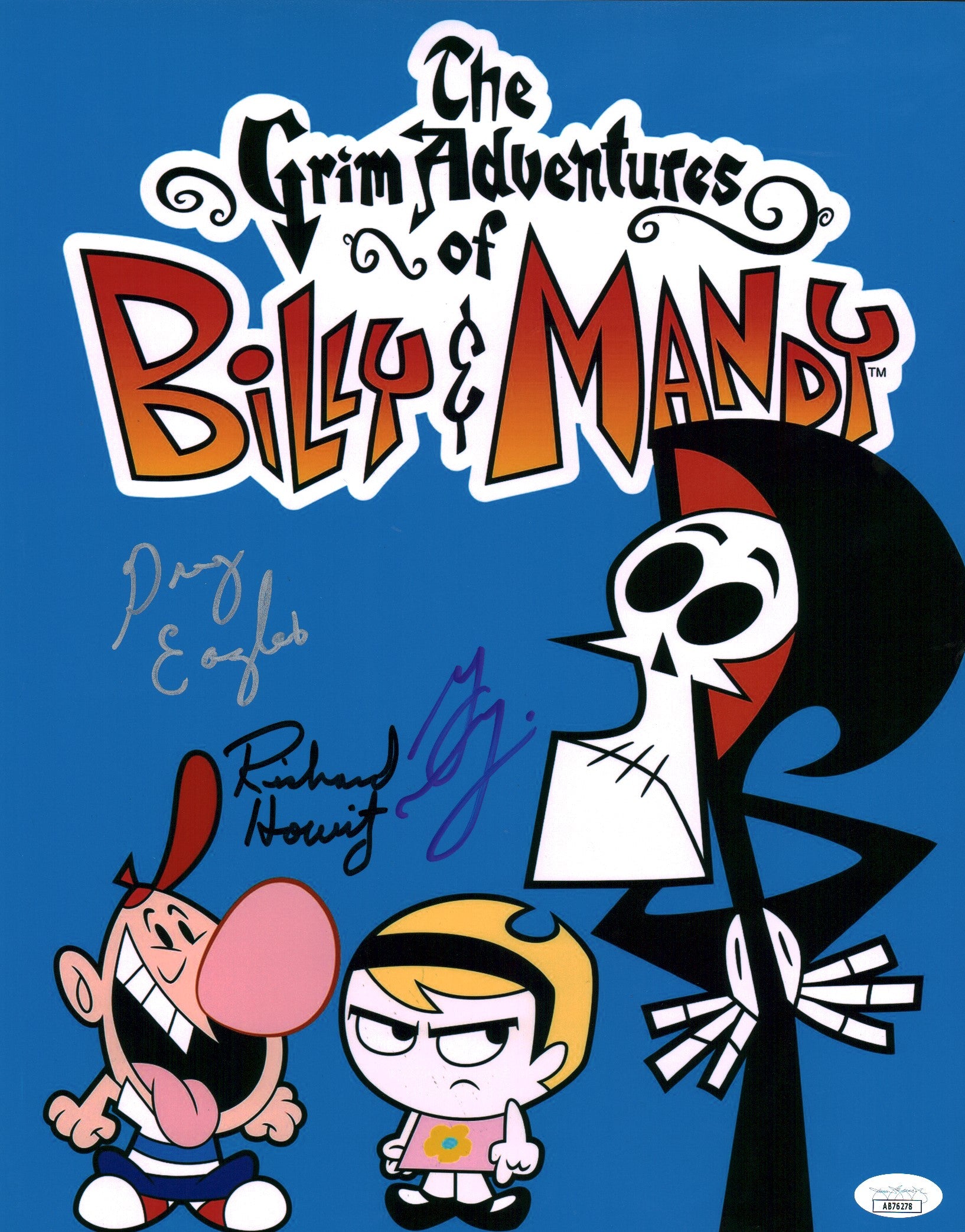 The Grim Adventures of Billy & Mandy 11x14 Cast x3 Mini Poster Signed Horvitz Eagles DeLisle JSA Certified Autograph