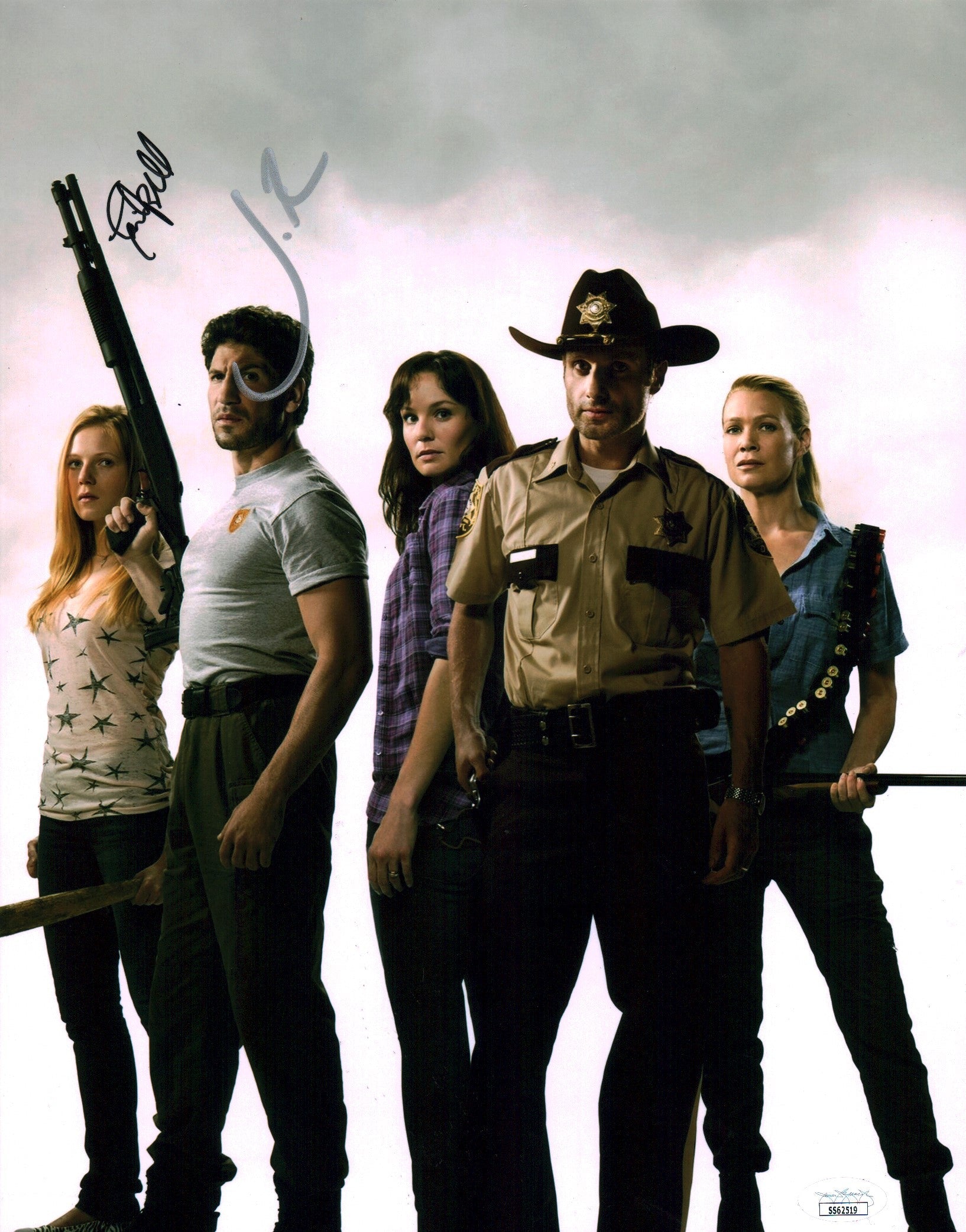 The Walking Dead 11x14 Cast Photo Poster x2 Signed Bell Bernthal JSA Certified Autograph