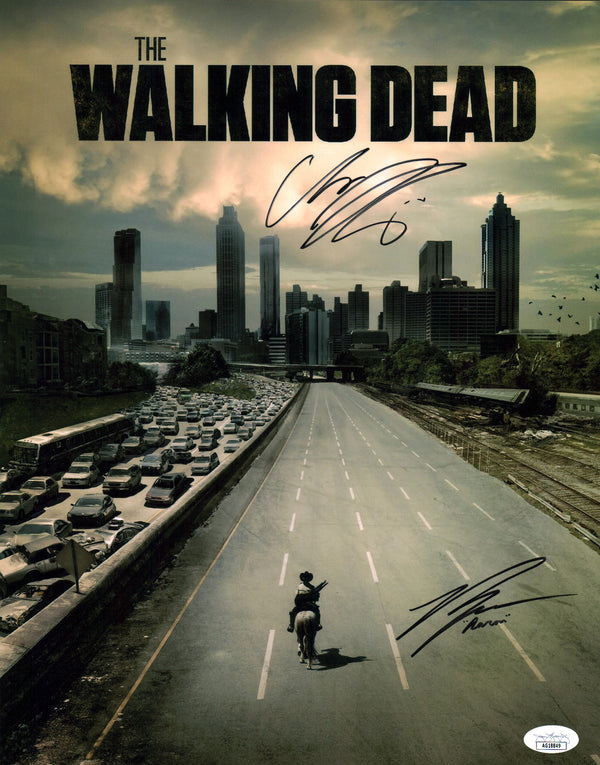 The Walking Dead 11x14 Photo Poster Cast  x2 Signed Marquand Riggs JSA Certified Autograph