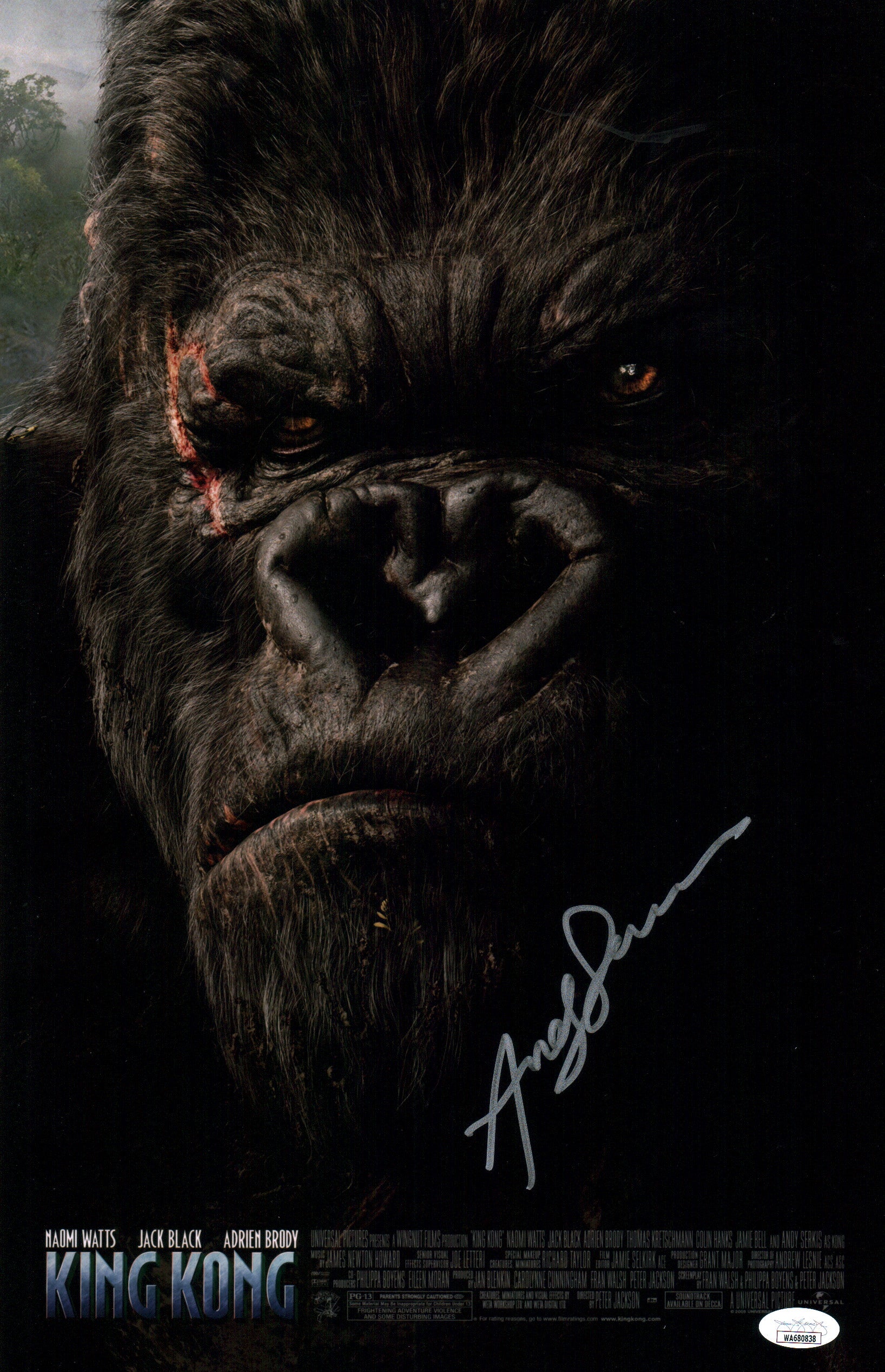 Andy Serkis King Kong 11x17 Signed Photo Poster JSA COA Certified Autograph