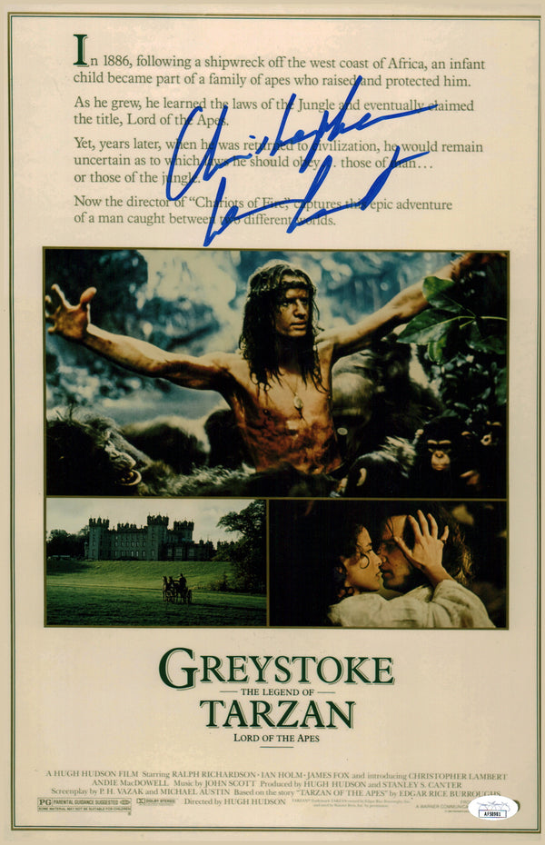 Christopher Lambert Greystoke: Legend of Tarzan 11x17 Signed Photo Poster JSA COA Certified Autograph