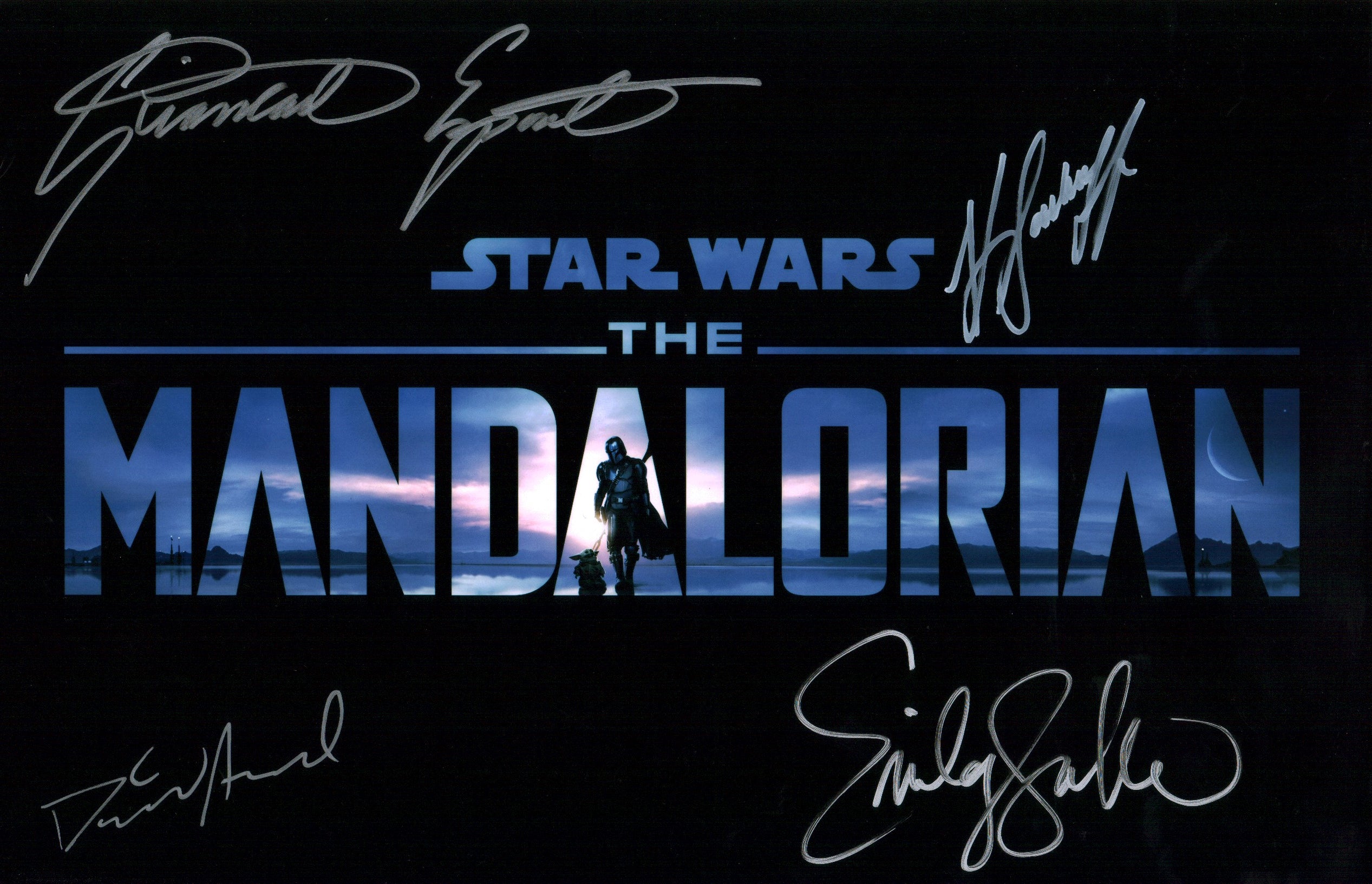Star Wars The Mandalorian 11x17 Photo Poster Signed Autograph Acord Esposito Sackhoff Swallow JSA Certified COA