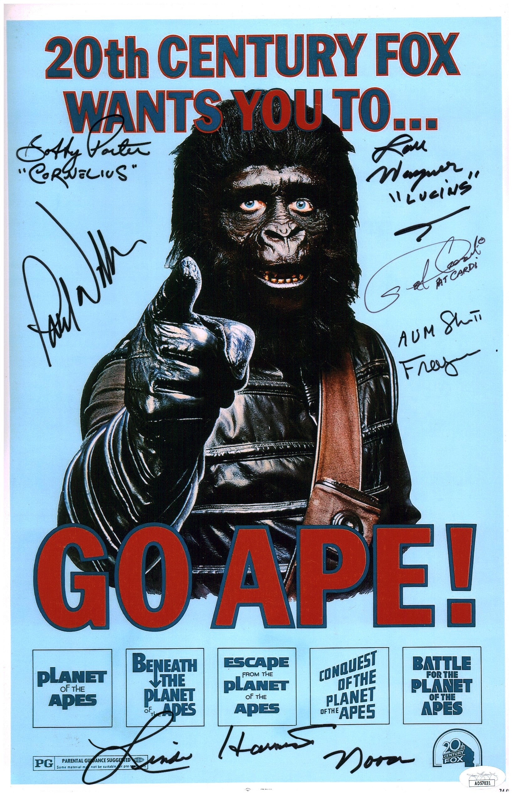 Planet of the Apes 11x17 Signed Photo Poster Harrison Cardi Porter Wagner Williams Nuyen JSA COA Certified Autograph