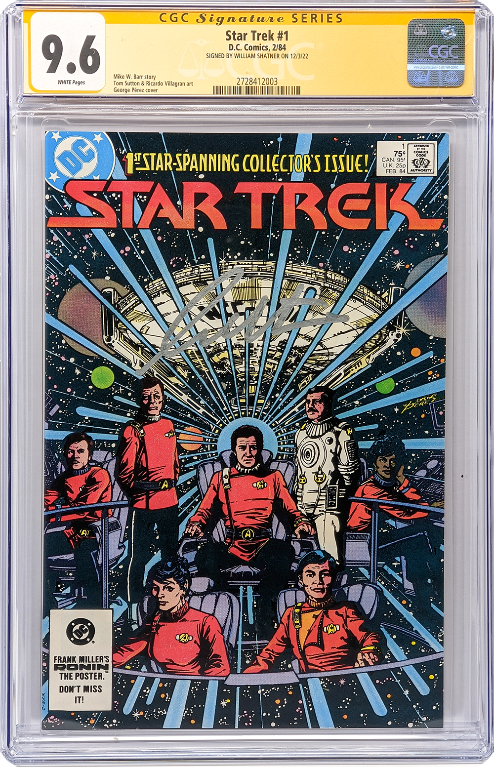 Star Trek #1 DC Comics CGC Signature Series 9.6 Signed William Shatner