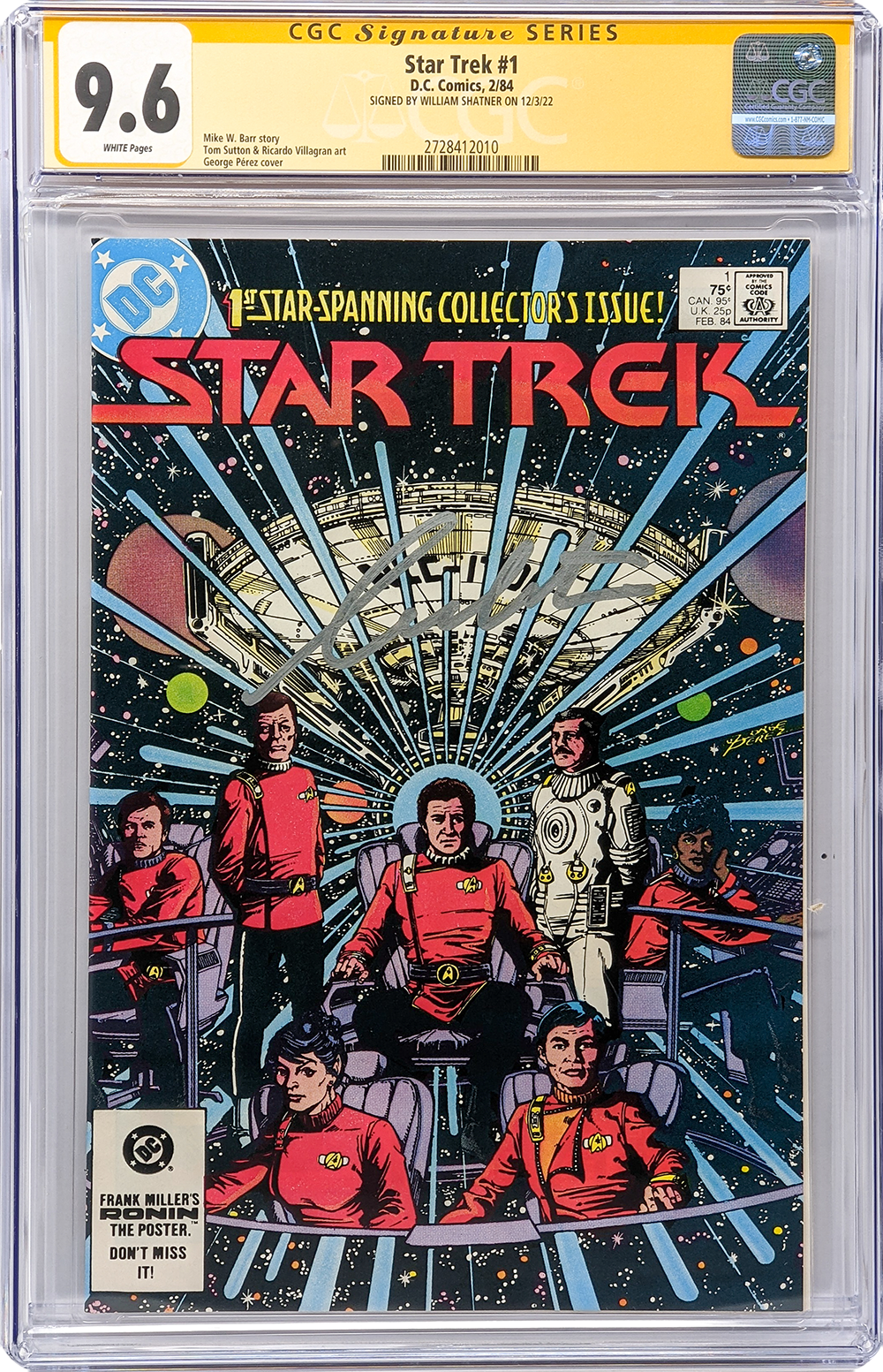 Star Trek #1 DC Comics CGC Signature Series 9.6 Signed William Shatner