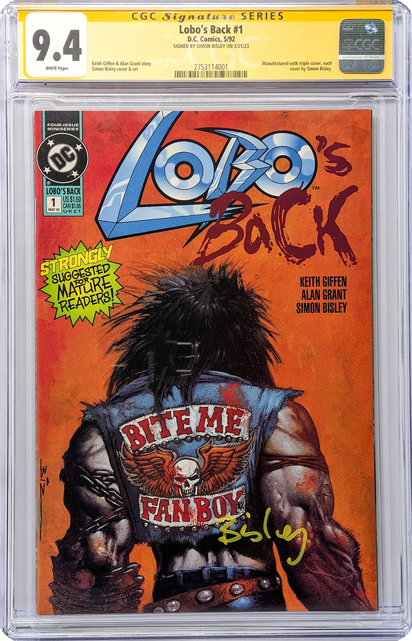 Lobo's Back #1 CGC Signature Series 9.4 Signed Simon Bisley