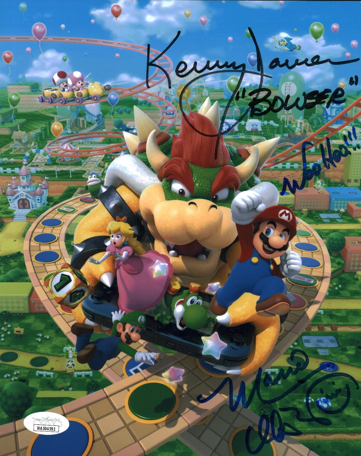 Super Mario 8x10 Photo Cast x2 Signed Kenny James, Charles Martinet JSA Certified Autograph