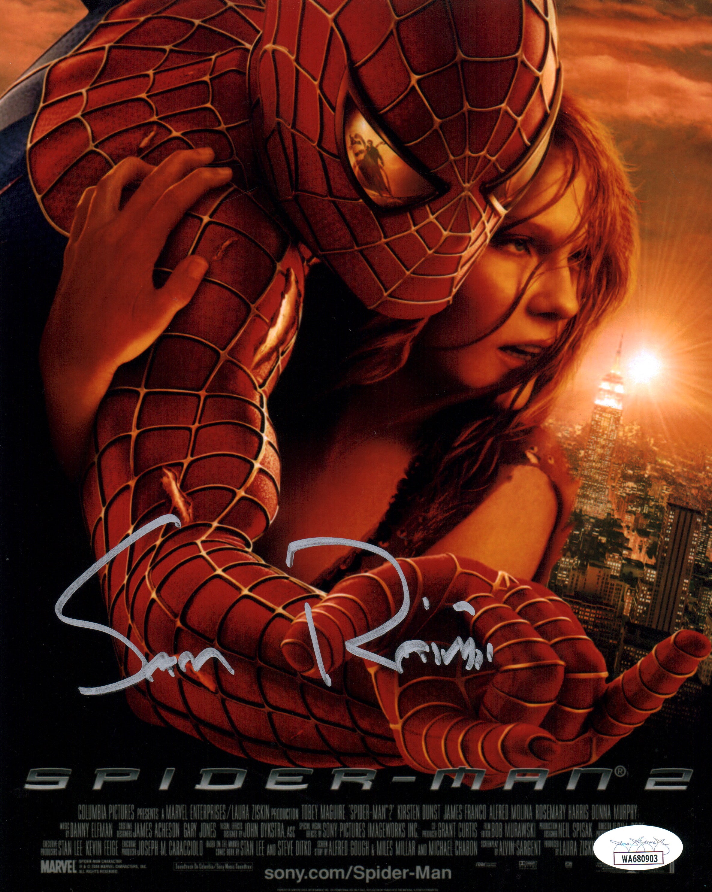 Sam Raimi Spider-Man 2 8x10 Signed Photo JSA Certified Autograph