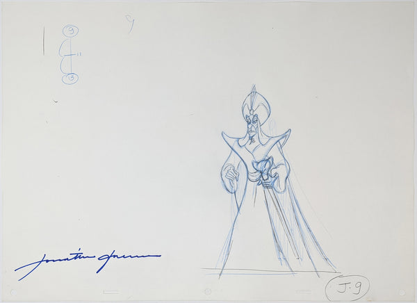 Jonathan Freeman 12.5x17 Signed Animation Sketch JSA LOA Certified COA Autograph