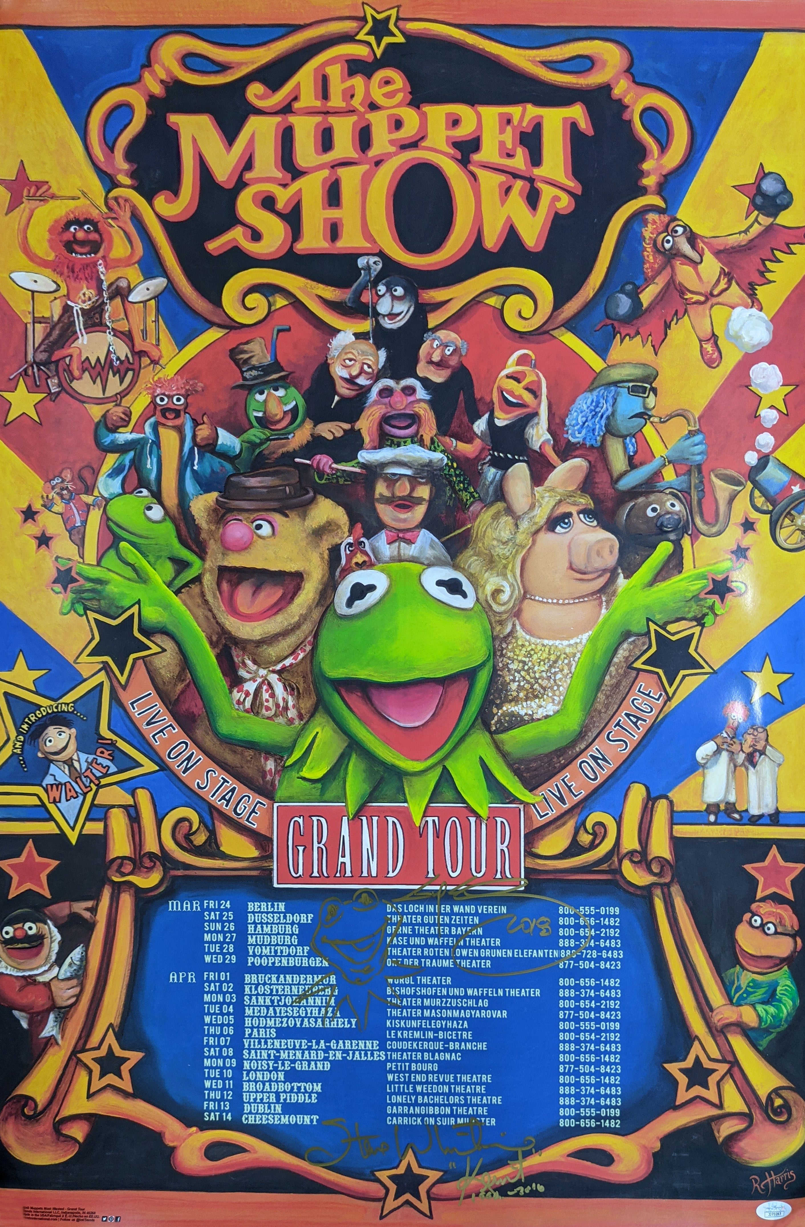 The Muppet Show 22x34 Poster Signed Autograph Whitmire Gilchrist JSA Certified COA Auto