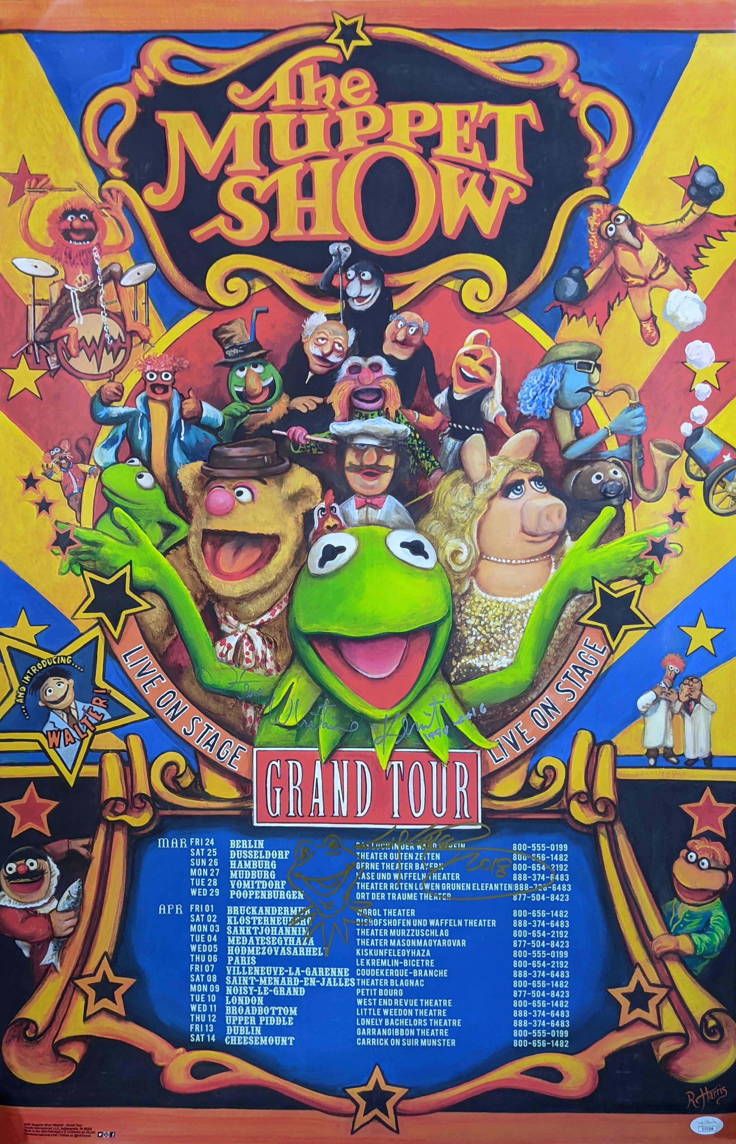 The Muppet Show 22x34 Poster Signed Autograph Whitmire Gilchrist JSA Certified COA Auto