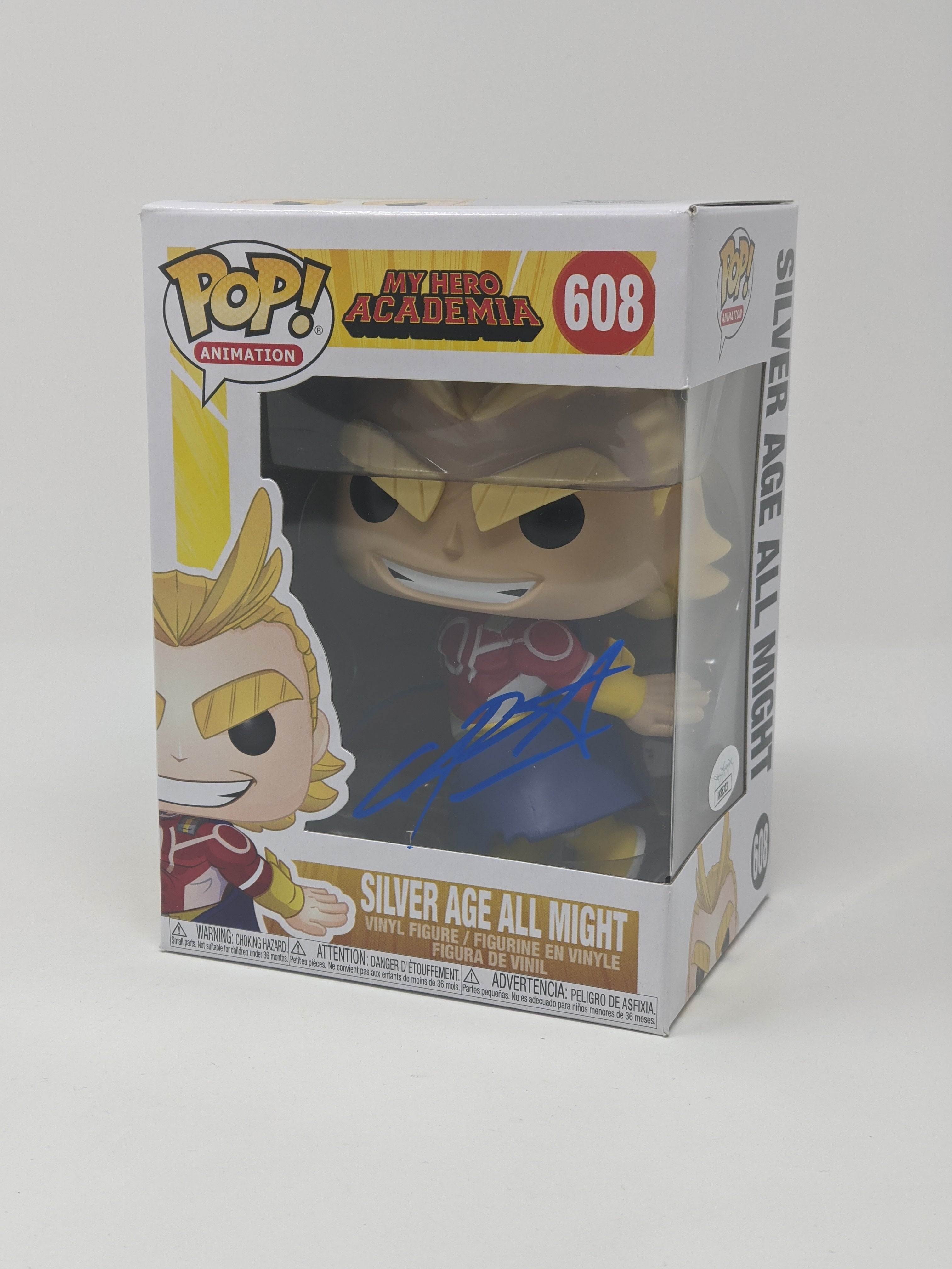 Chris Sabat My Hero Academia Silver Age All Might #608 Signed Funko Pop JSA Certified Autograph