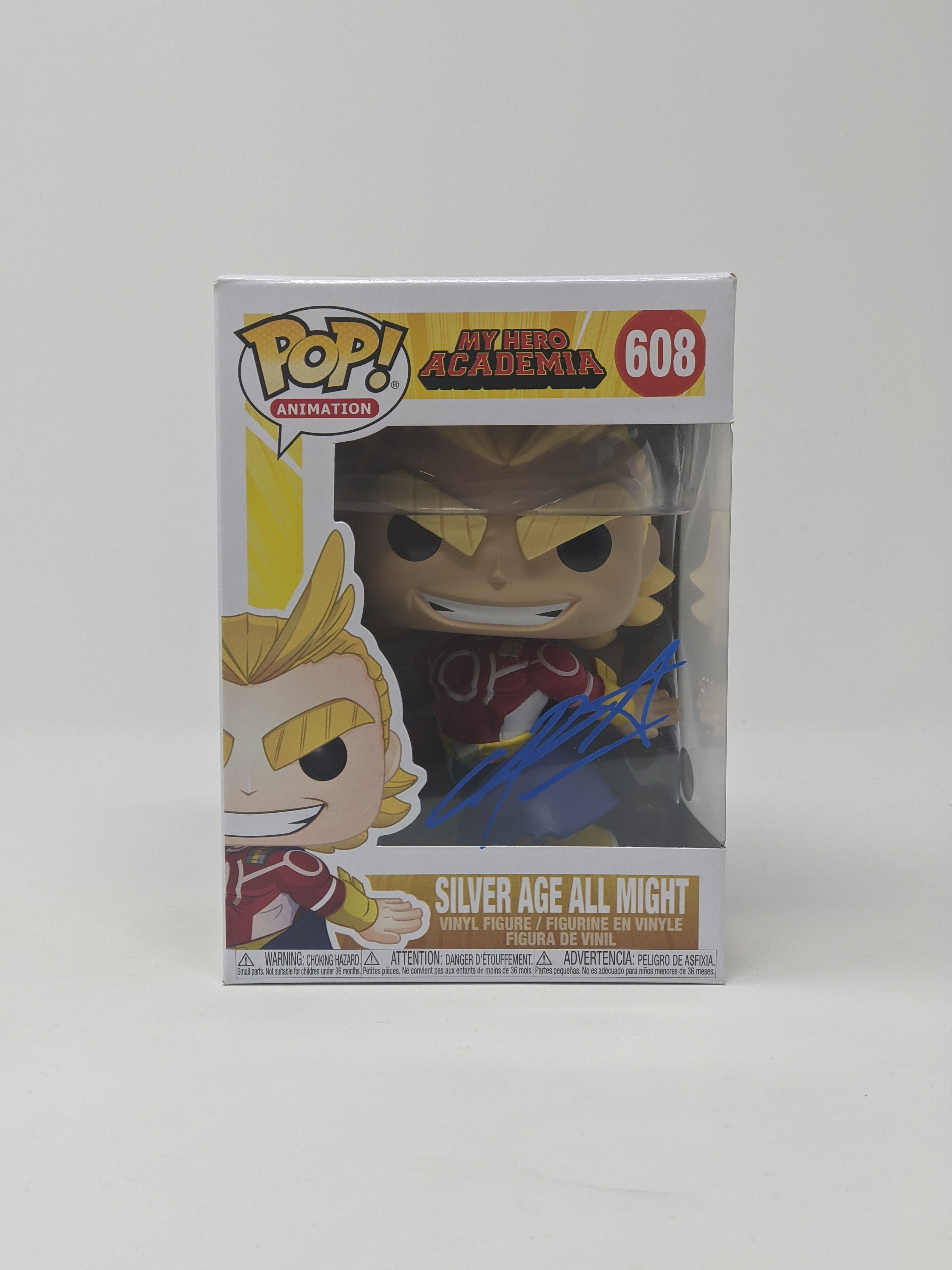 Chris Sabat My Hero Academia Silver Age All Might #608 Signed Funko Pop JSA Certified Autograph