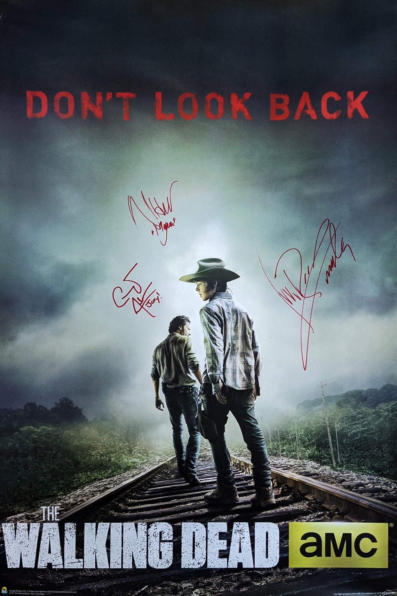 The Walking Dead 24x36 Poster Signed Michael Rooker, Nadia Hilker, Cooper Andrews JSA Certified Autograph