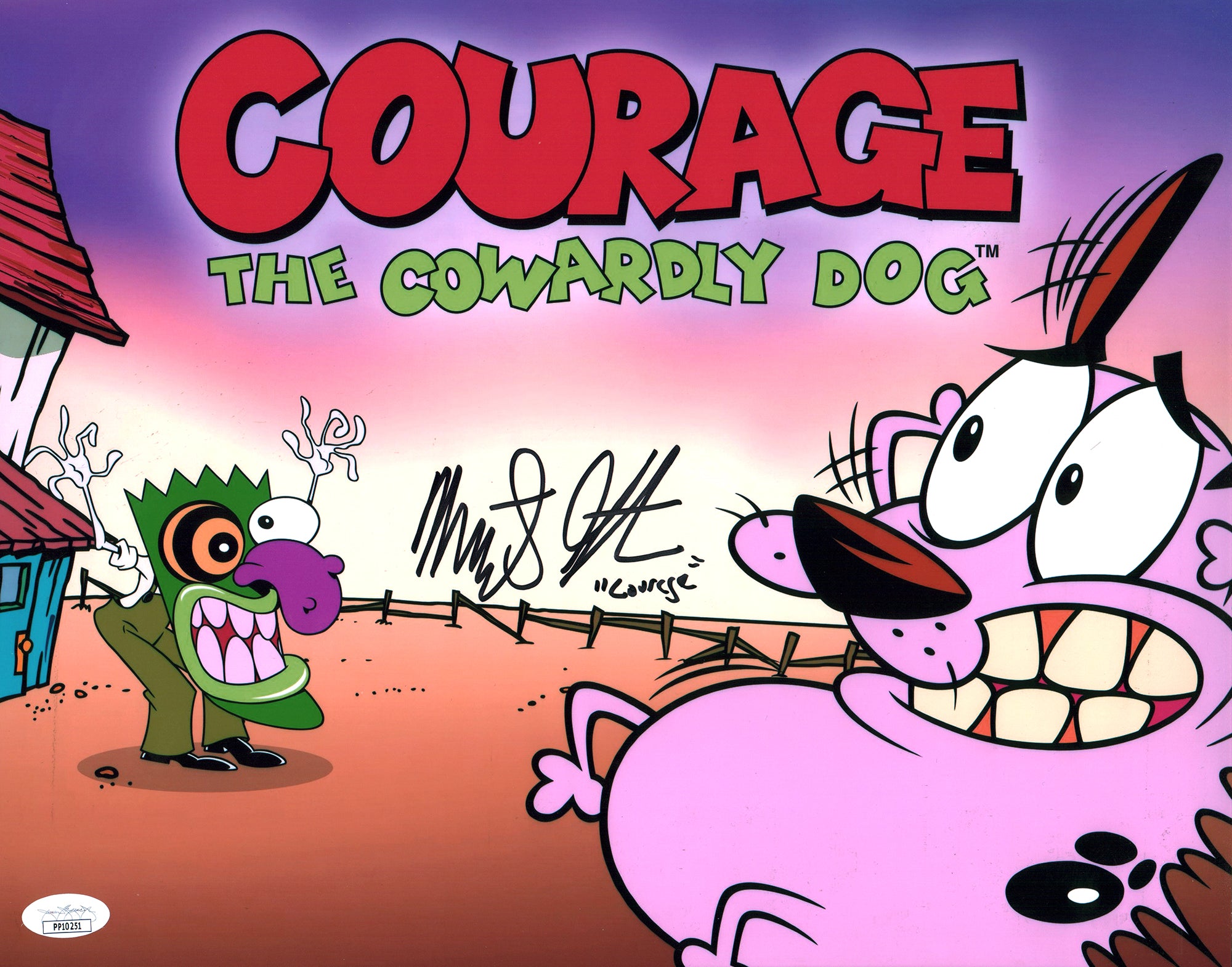 Marty Grabstein Courage the Cowardly Dog 11x14 Signed Mini Poster JSA Certified Autograph