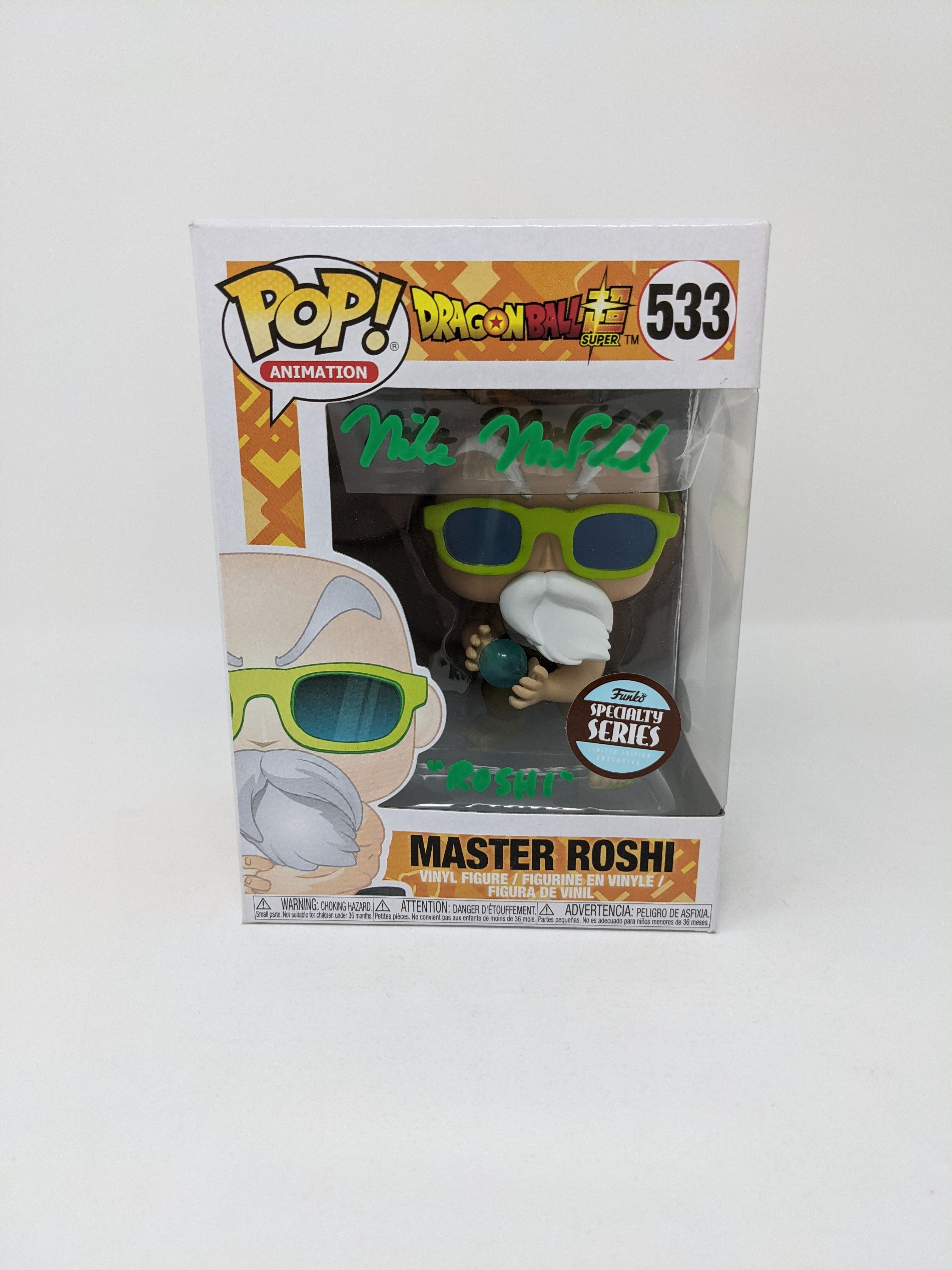 Mike McFarland Dragon Ball Super Master Roshi #533 Exclusive Signed Funko Pop JSA Certified Autograph