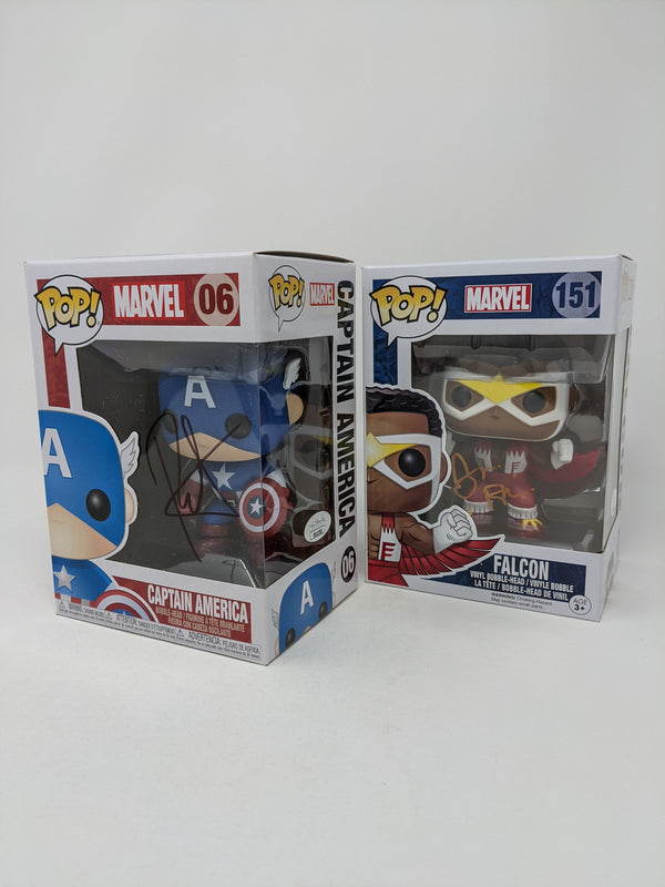 Marvel Avengers Captain America & Falcon Signed JSA COA Smith Robinson Funko POP Bundle