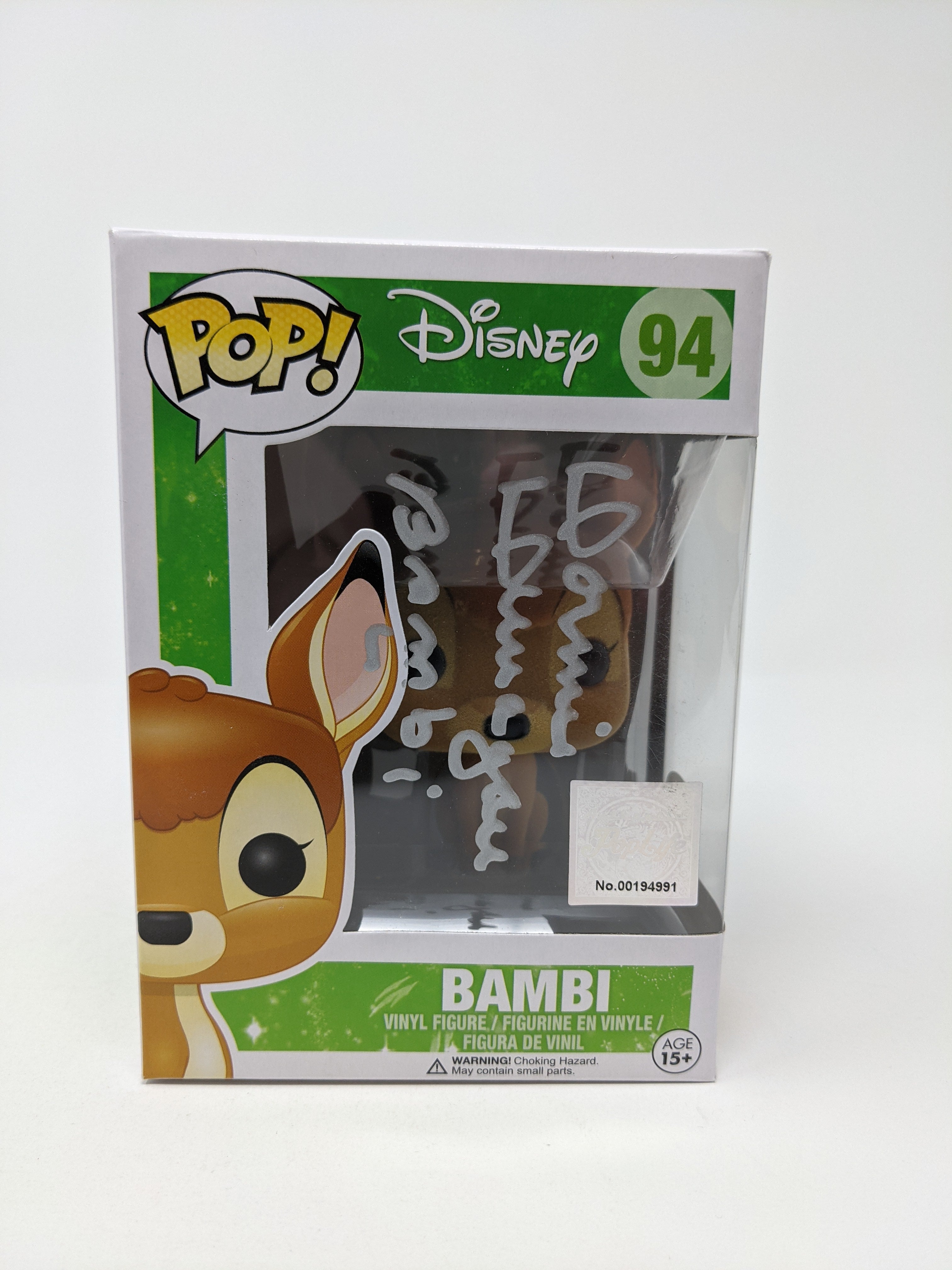 Donnie Dunagan Disney Bambi #94 Exclusive Flocked Signed Funko Pop JSA COA Certified Autograph