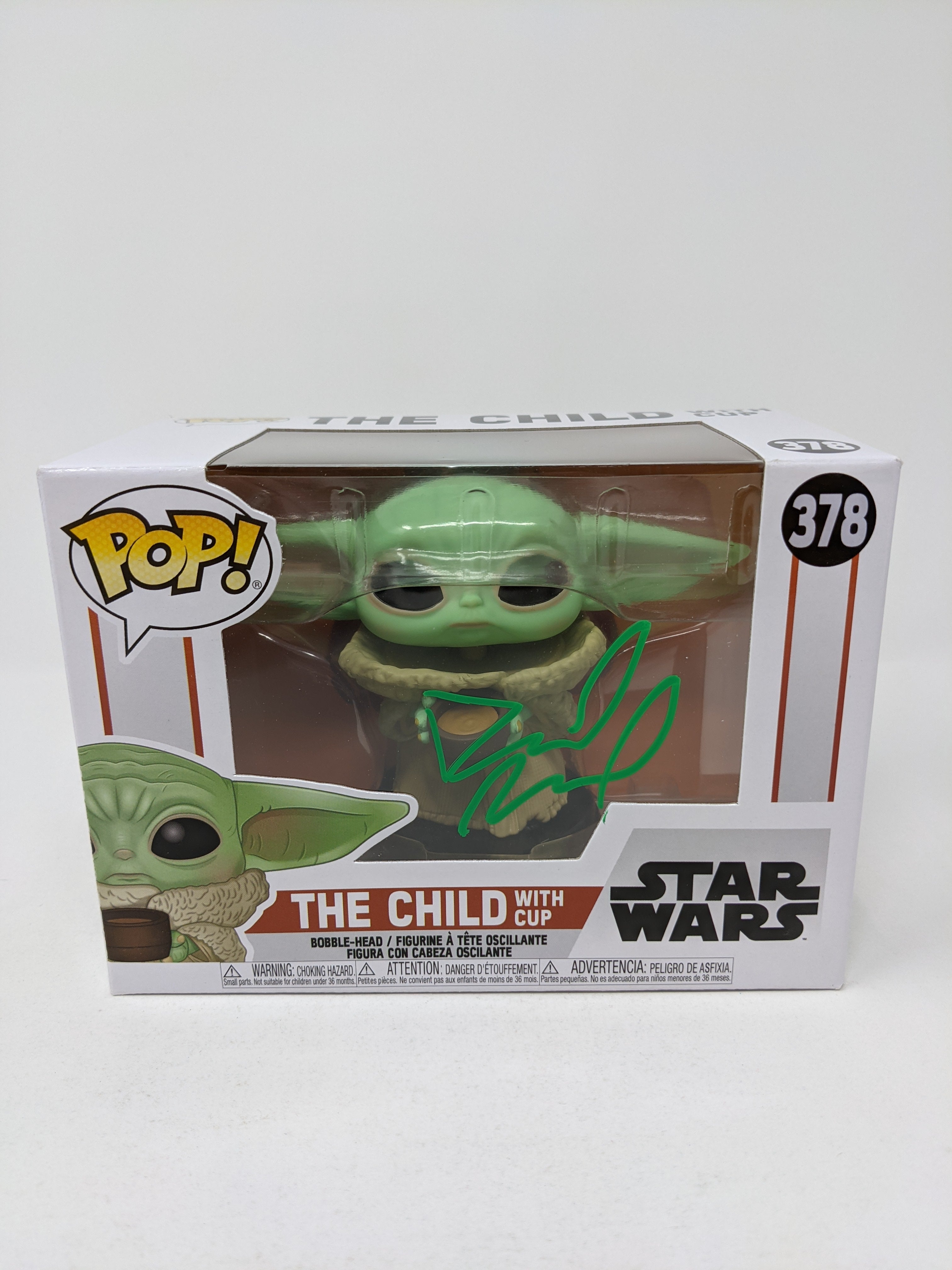 David Acord Mandalorian The Child with Cup #378 Signed Funko Pop JSA COA Certified Autograph Grogu Baby Yoda