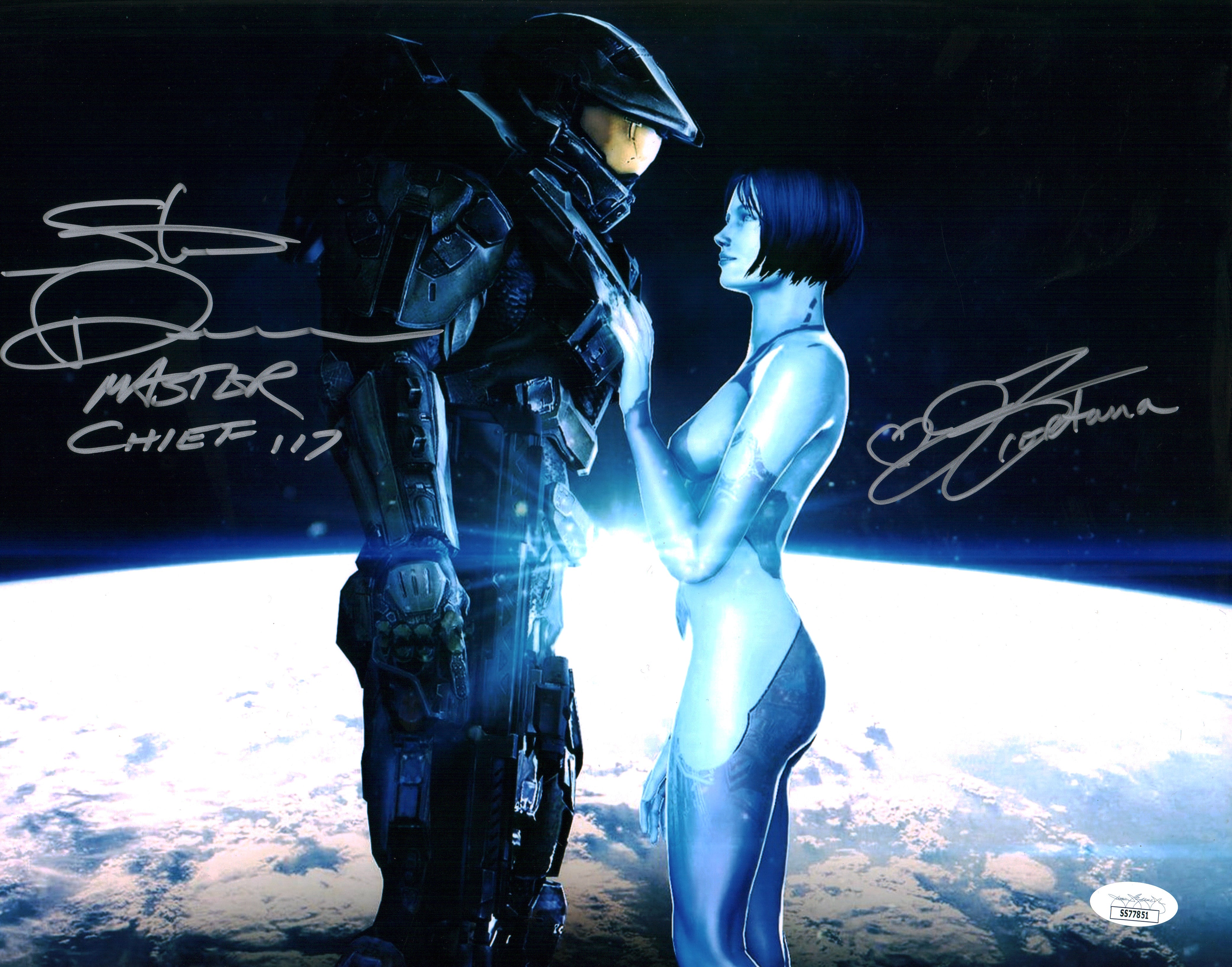 Halo 11x14 Photo Poster Cast x2 Signed Downes, Taylor JSA Certified Autograph