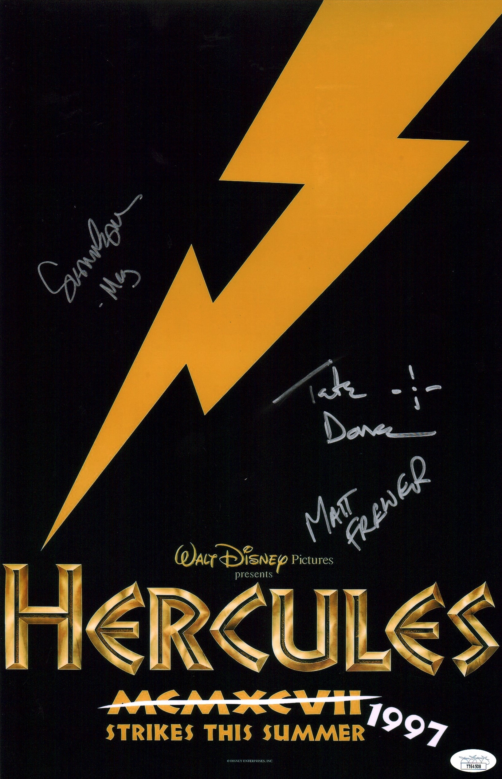 Disney Hercules 11x17 Photo Poster Egan Donovan Frewer Signed Autograph JSA Certified COA