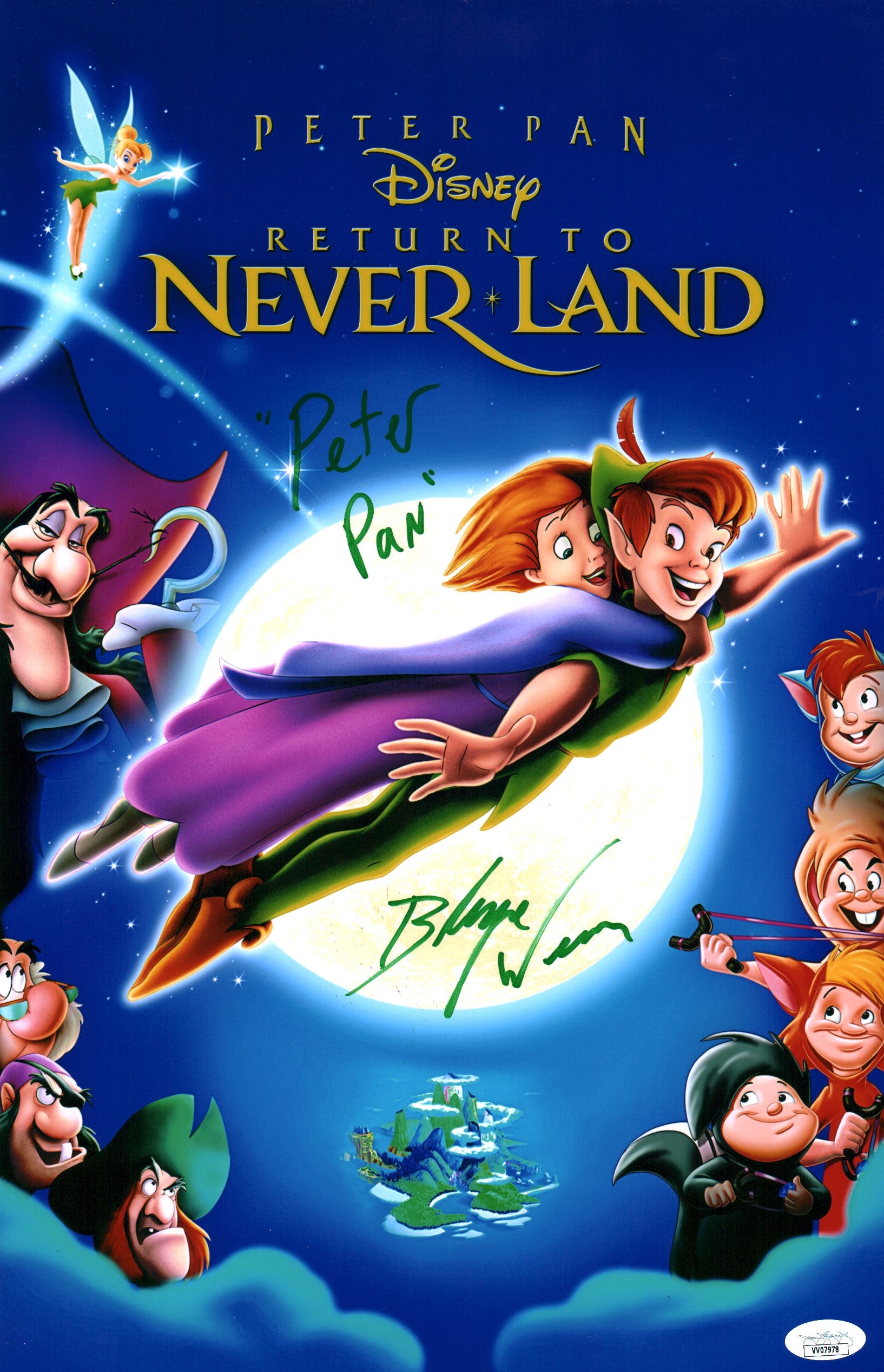 Blayne Weaver Disney's Peter Pan 11x17 Signed Photo Poster JSA Certified Autograph