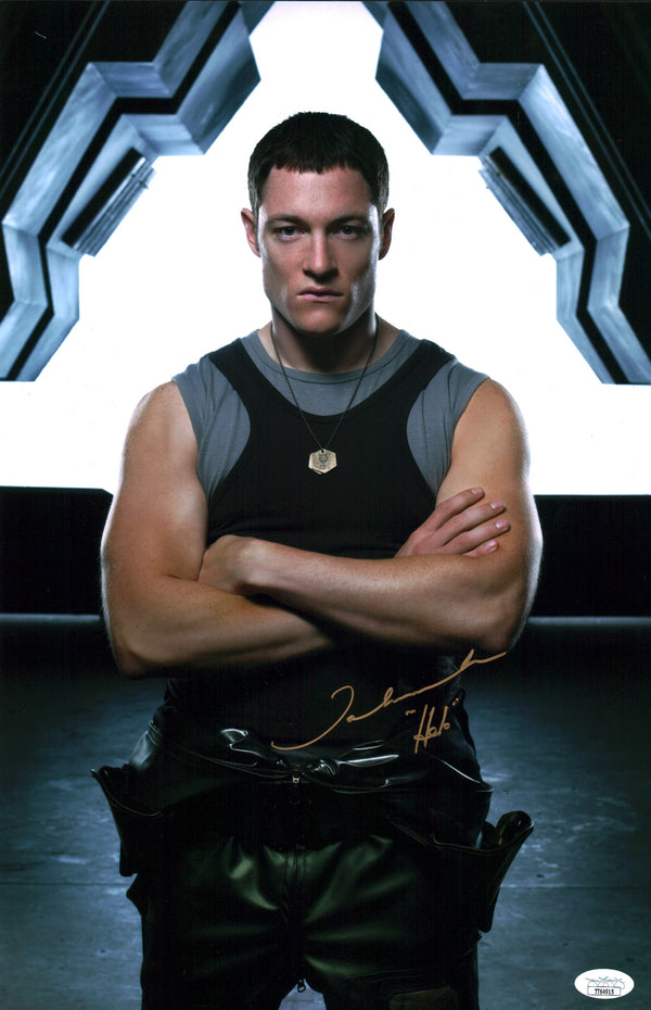 Tahmoh Penikett Battlestar Galactica 11x17 Signed Photo Poster JSA COA Certified Autograph