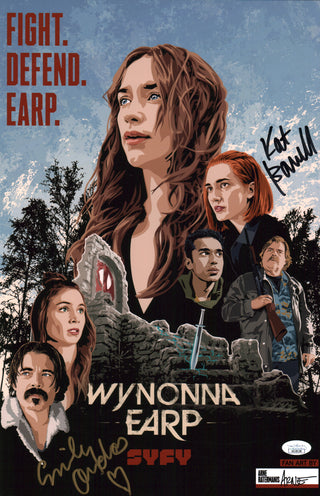 Wynonna Earp 11x17 Photo Poster Cast x2 Signed Andras, Barrell JSA Certified Autograph