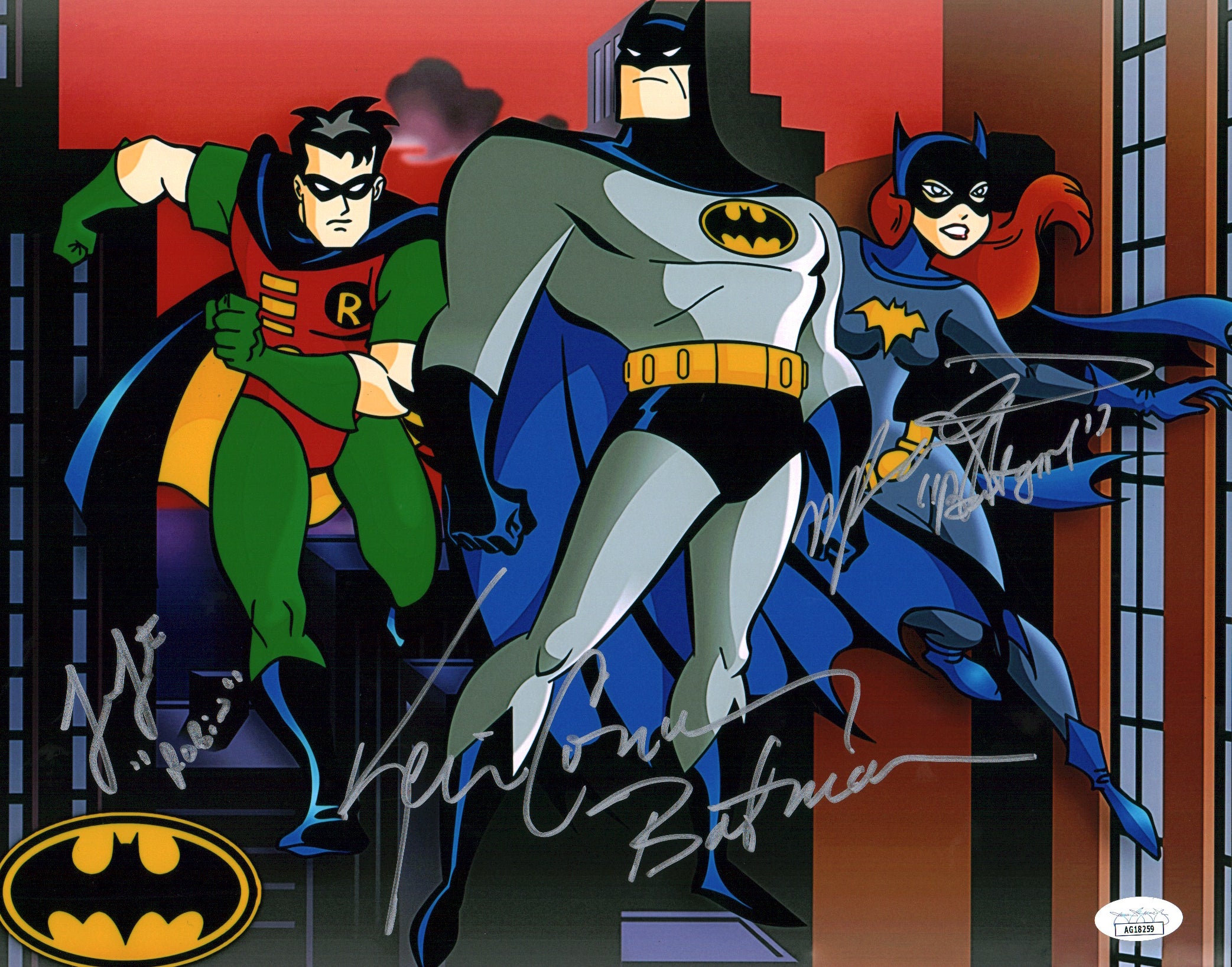 Batman 11x14 Cast x3 Signed Photo Poster Conroy Gilbert Lester JSA Certified Autograph